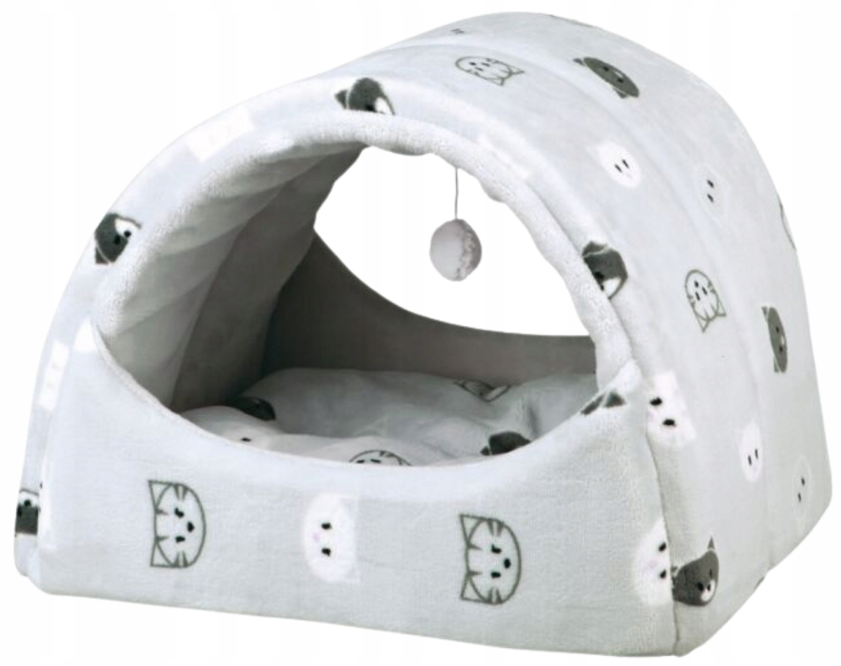 Levně Trixie Pelíšek uzavřené Mimi pro kočky 42 cm šedé s kočičím vzorem