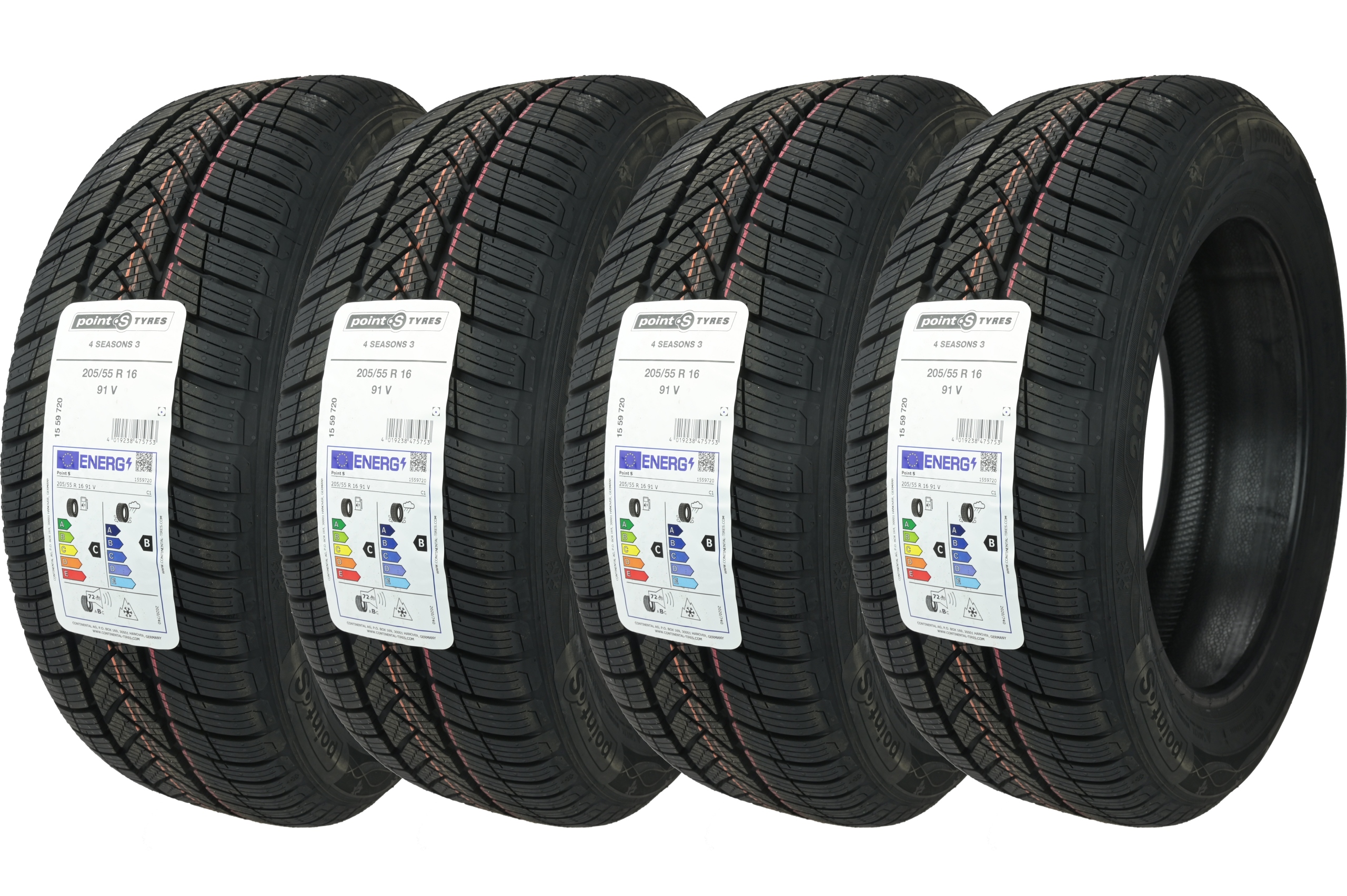 4 x 205/55R16 91V 4 Seasons 3 Point S Tyres Całoroczne