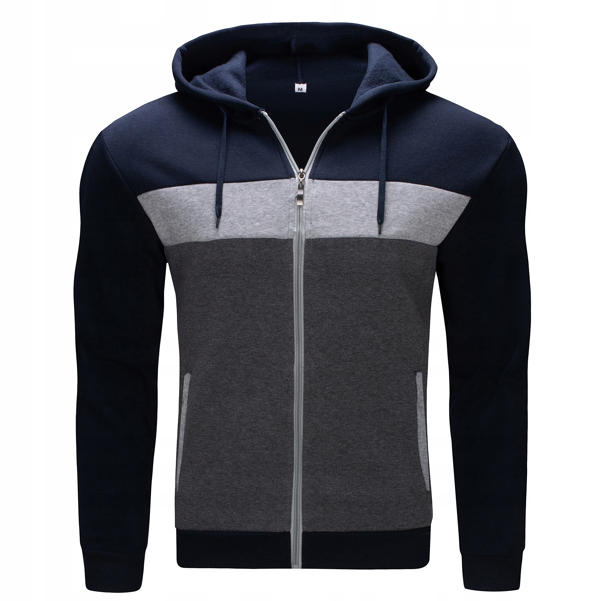 R2574 r. XL GŁADKA ROZPINANA BLUZA Z KAPTUREM