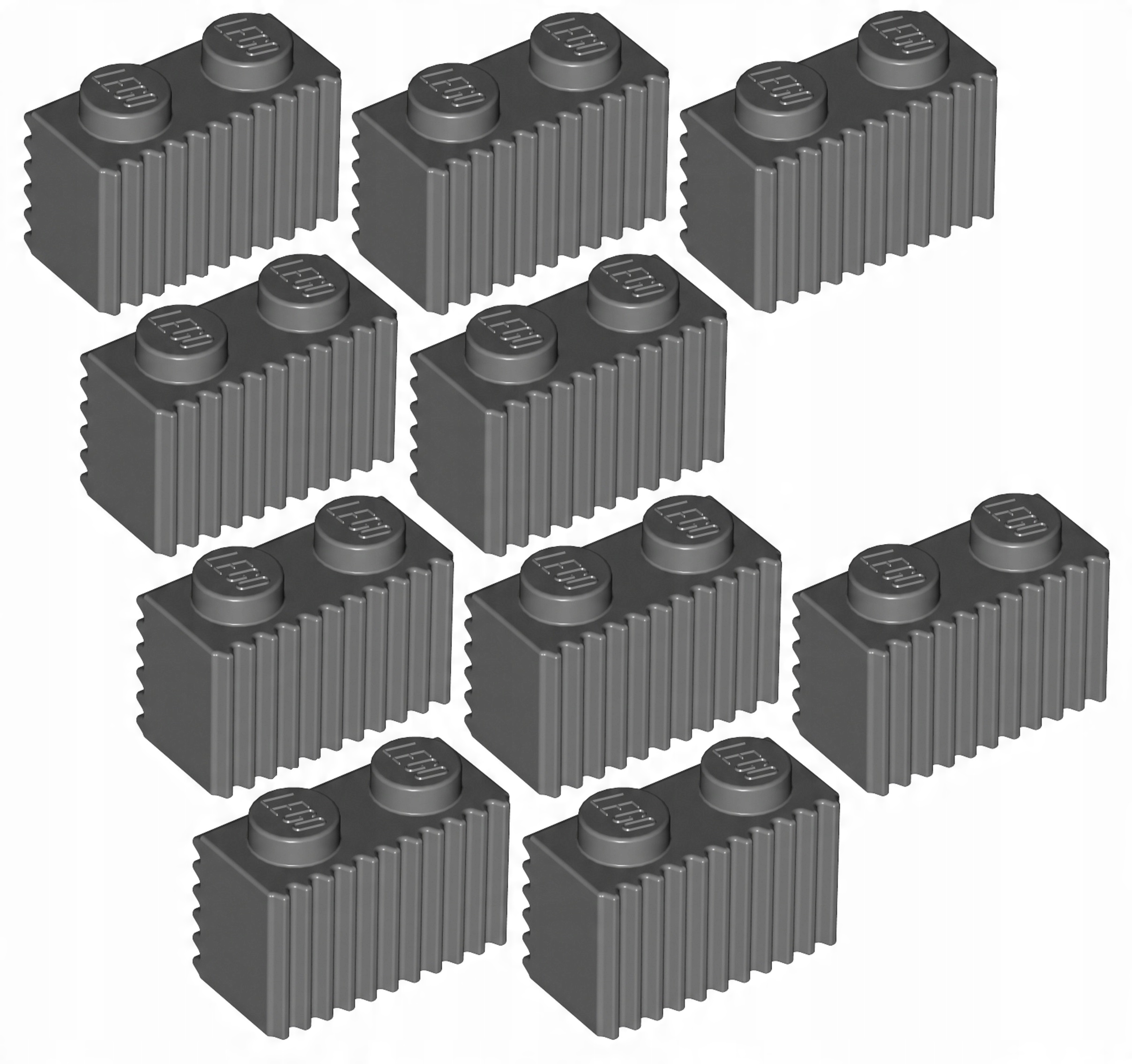 

Lego Klocek 1x2/Grill C. Szary (2877/4210636) x10
