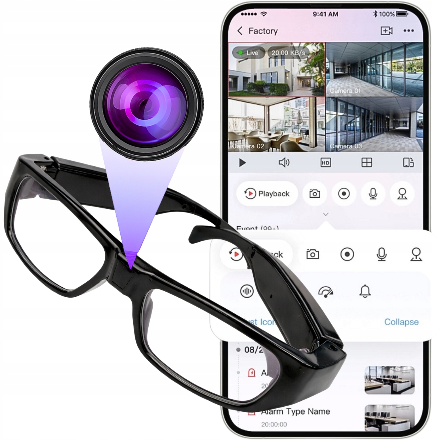 Mini Špionážní Wifi Kamera Ukrytá V Brýlích Android Náhled Aplikace
