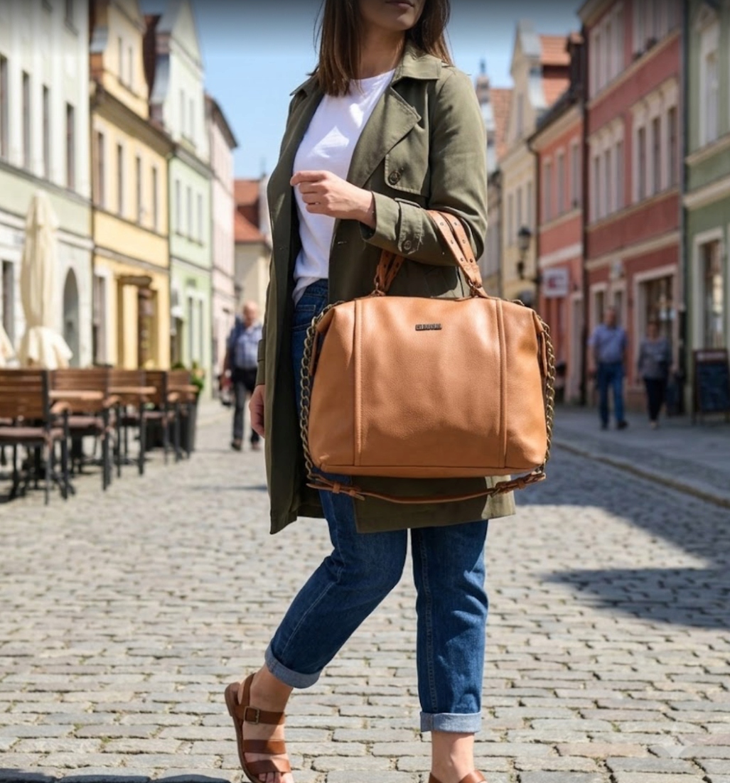Dámská kabelka Big Star OO574021, hnědá, městská, přes rameno s řetízkem