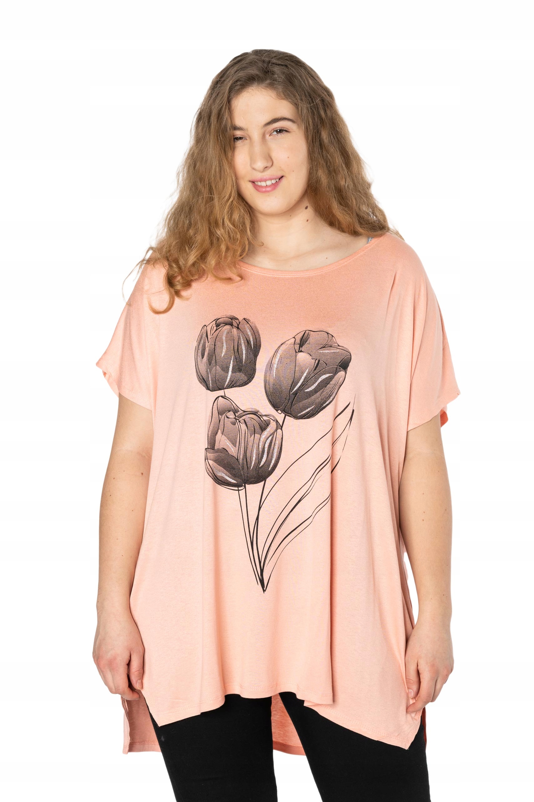 Duża Długa Bluzka Damska Tunika Oversize 653-12