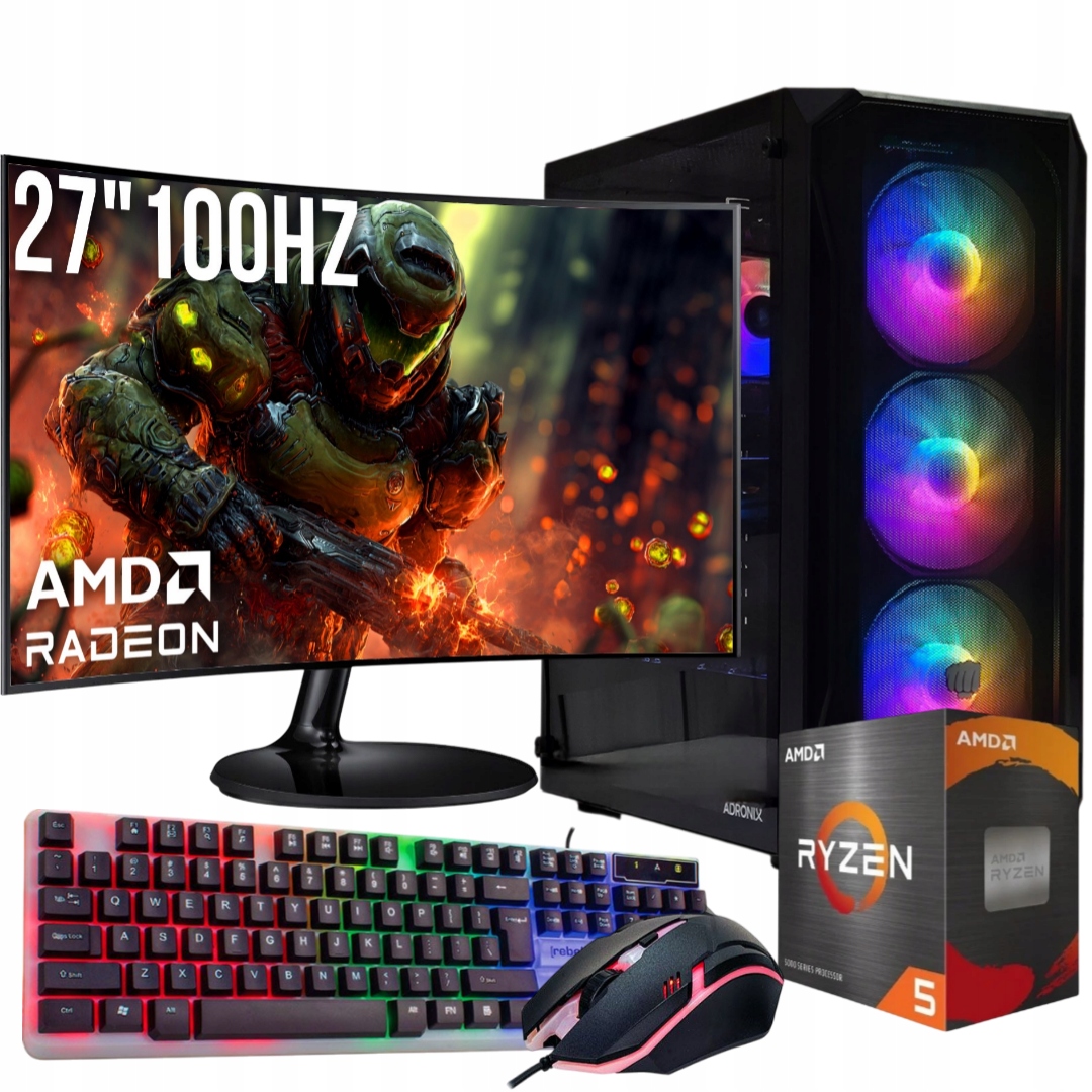 Počítačová Herná Súprava 27"100 Hz Ryzen 5 3600 16 Gb DDR4 Rx 6600 8 Gb
