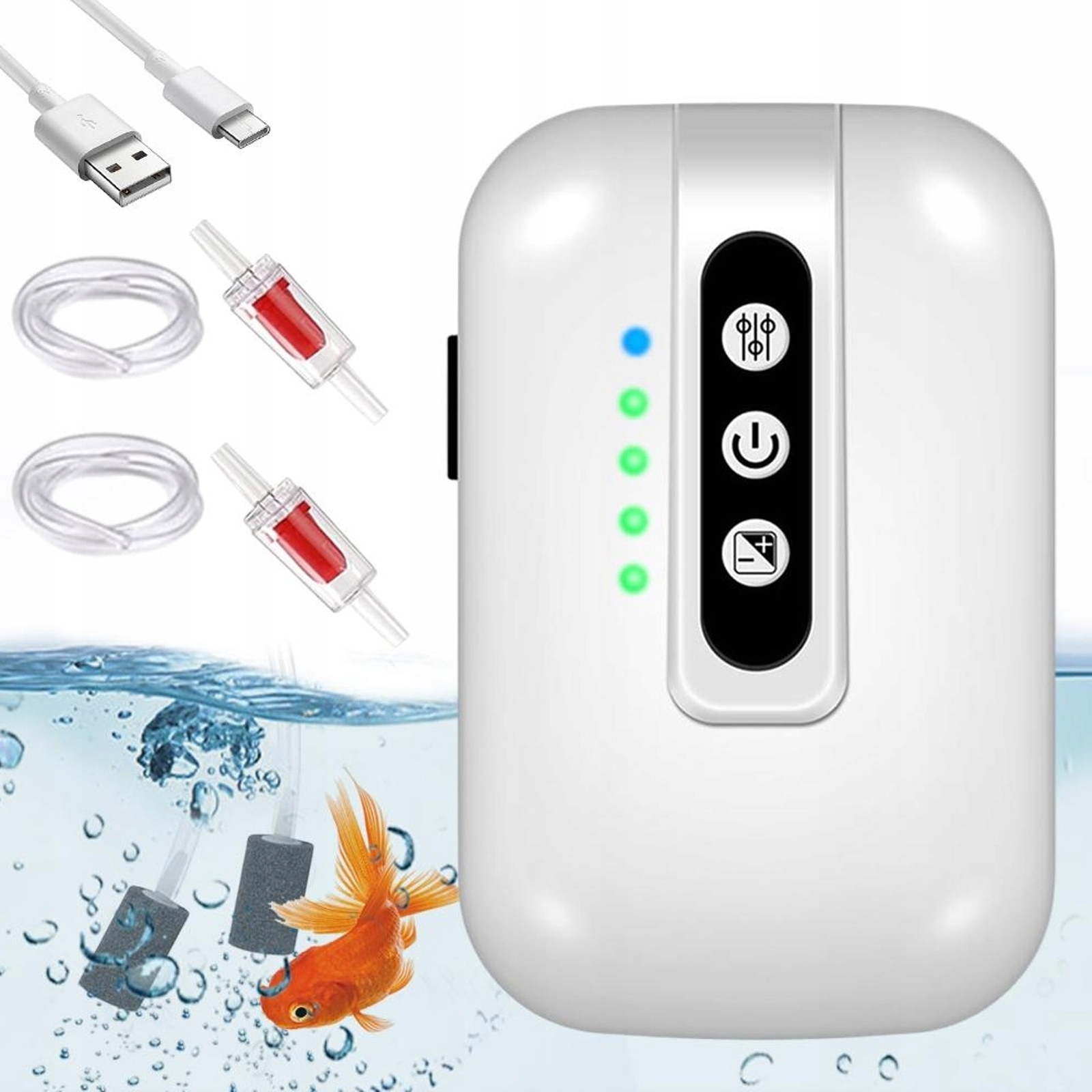 Levně Profesionální Provzdušňovač Do Akvária 2 Otvory 3V 440 L/h