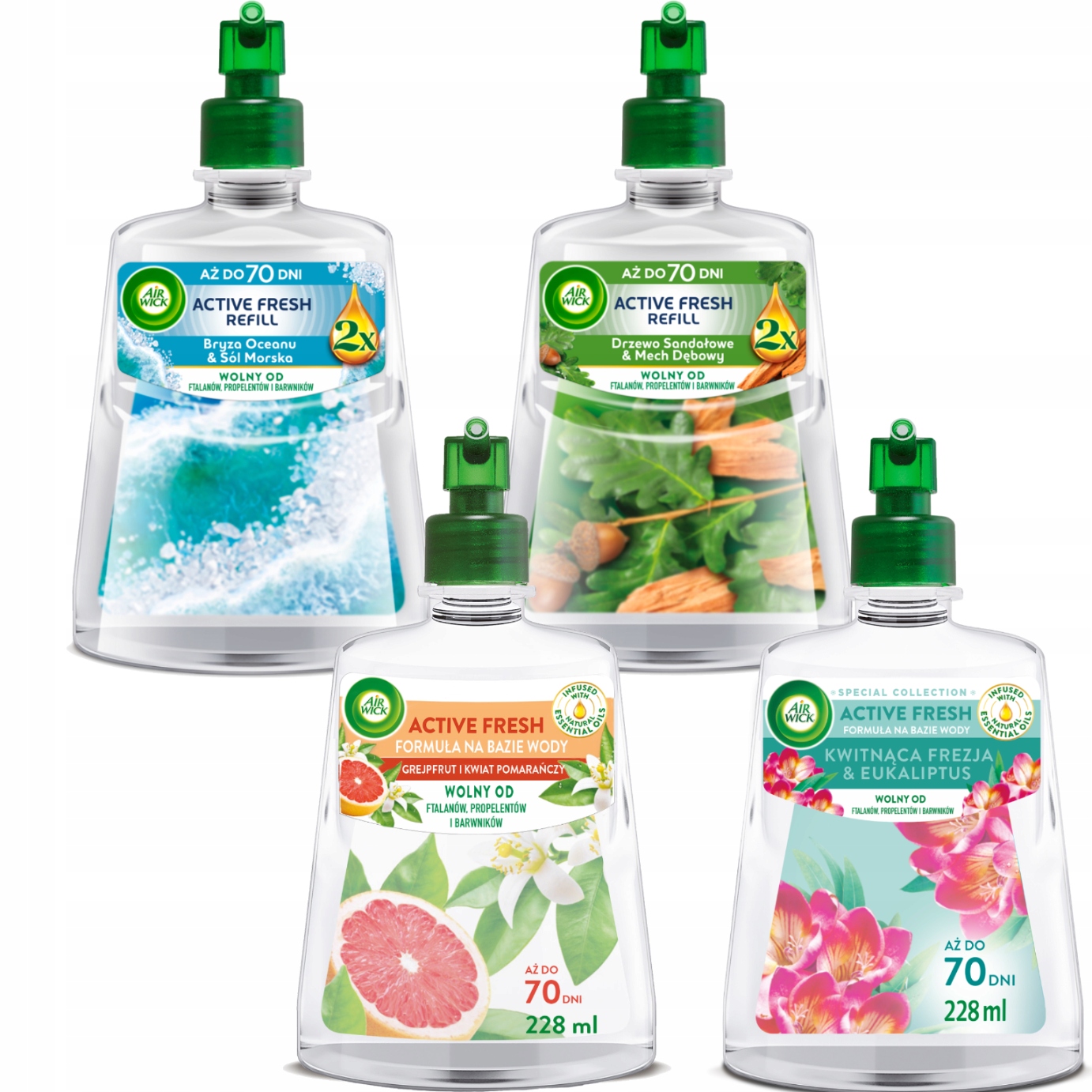 Air Wick Active Fresh Sada MIX Náplní Do Osvěžovače Vzduchu 4 X 228 ML