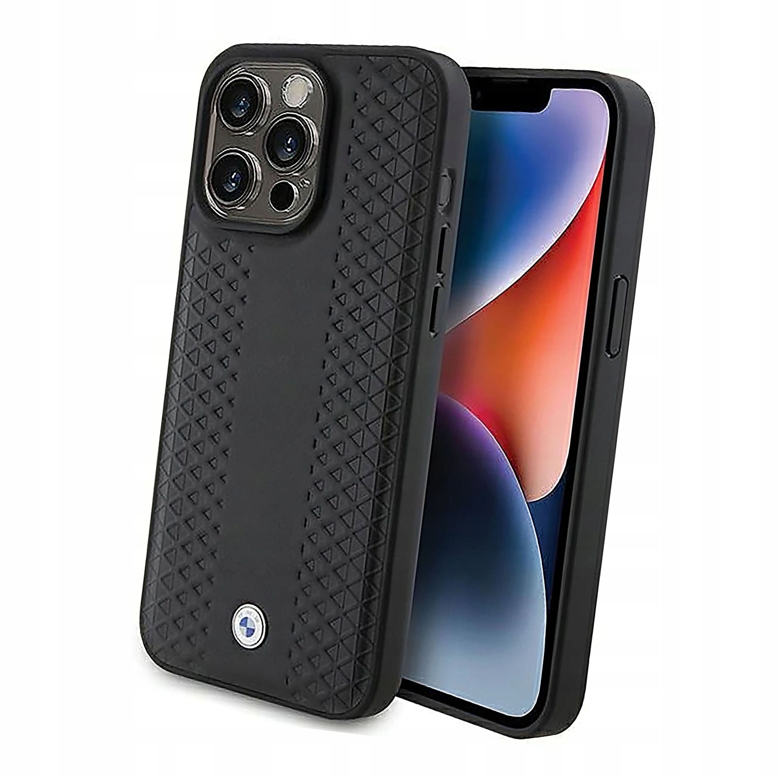 Plecki Etui Bmw Leather Diamond Pattern do iPhone 15 Pro Max czarne