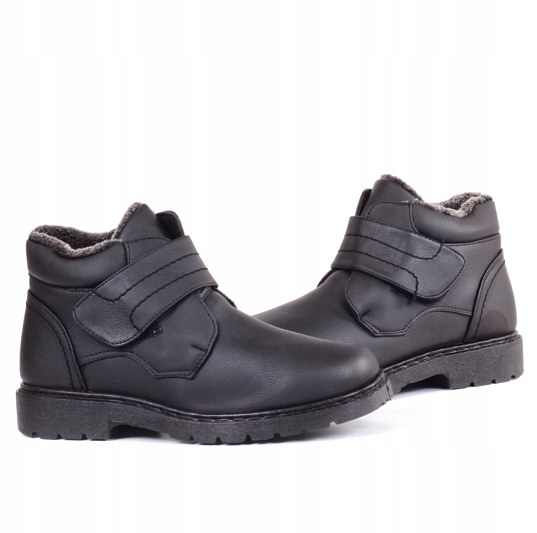 BUTY MĘSKIE ZIMOWE NA RZEP OCIEPLANE SZYTE Rozmiar 42