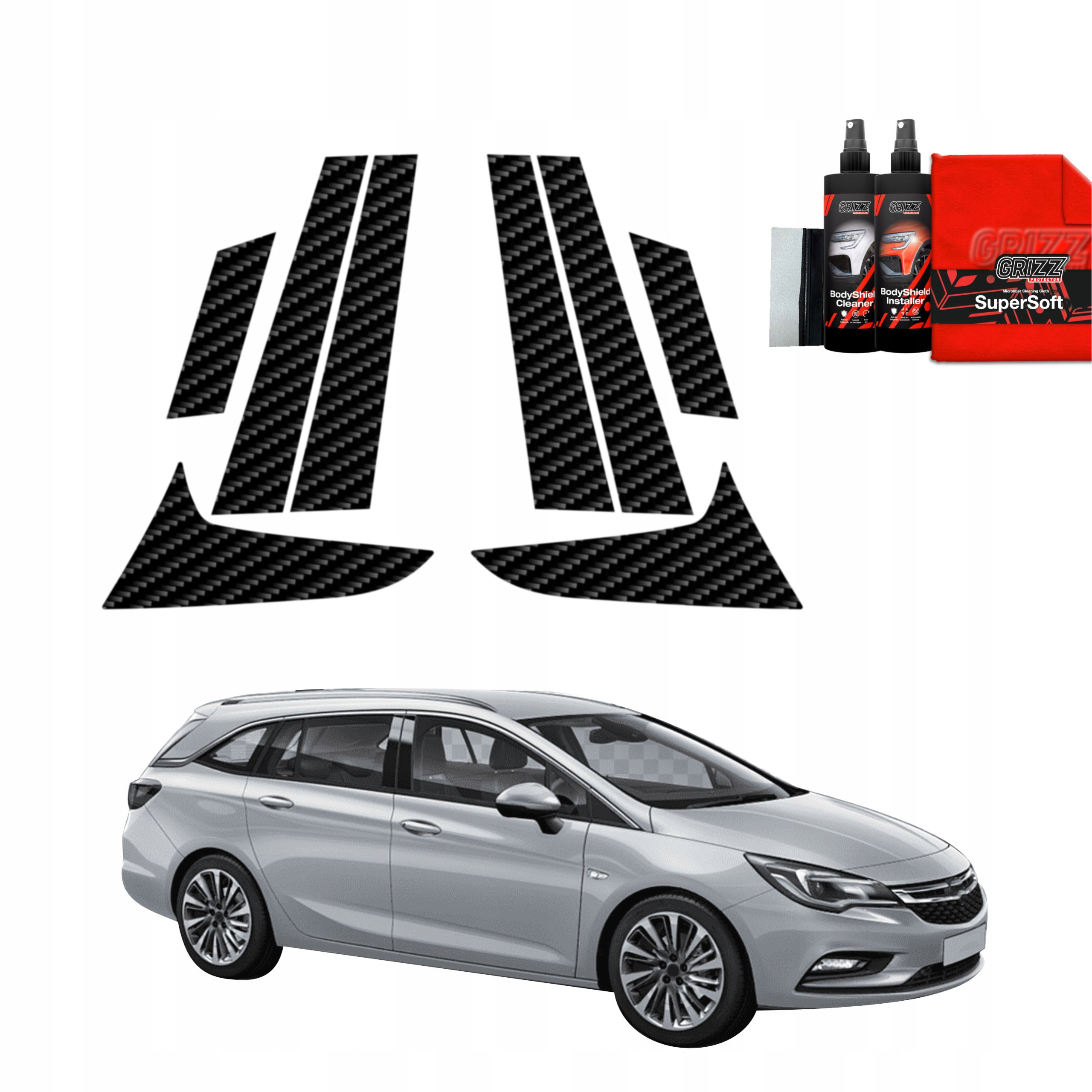 8v1 Fólie na sloupky pro Opel Astra J Kombi 5D (2012-2015)