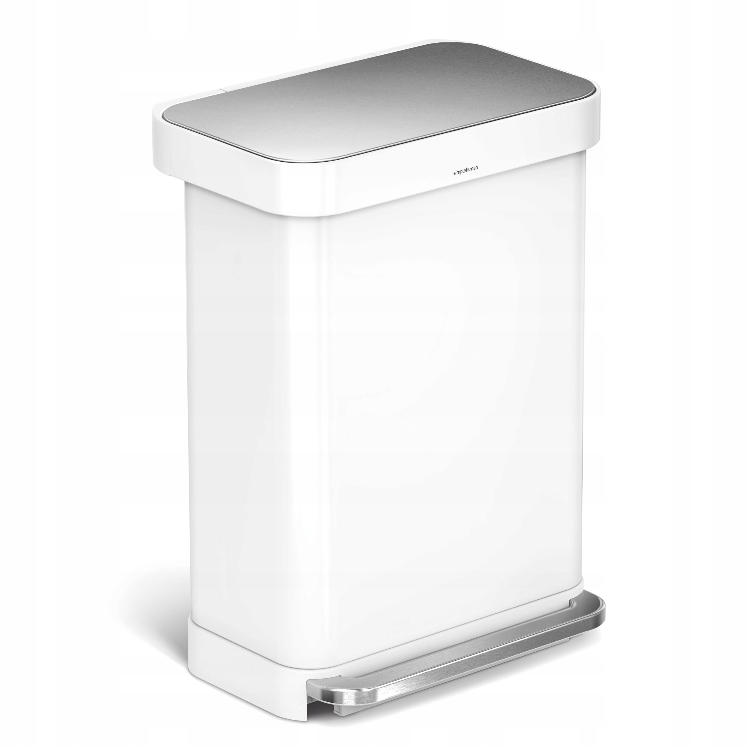 simplehuman Liner Pocket Ocelový pedálový koš 55 l bílý