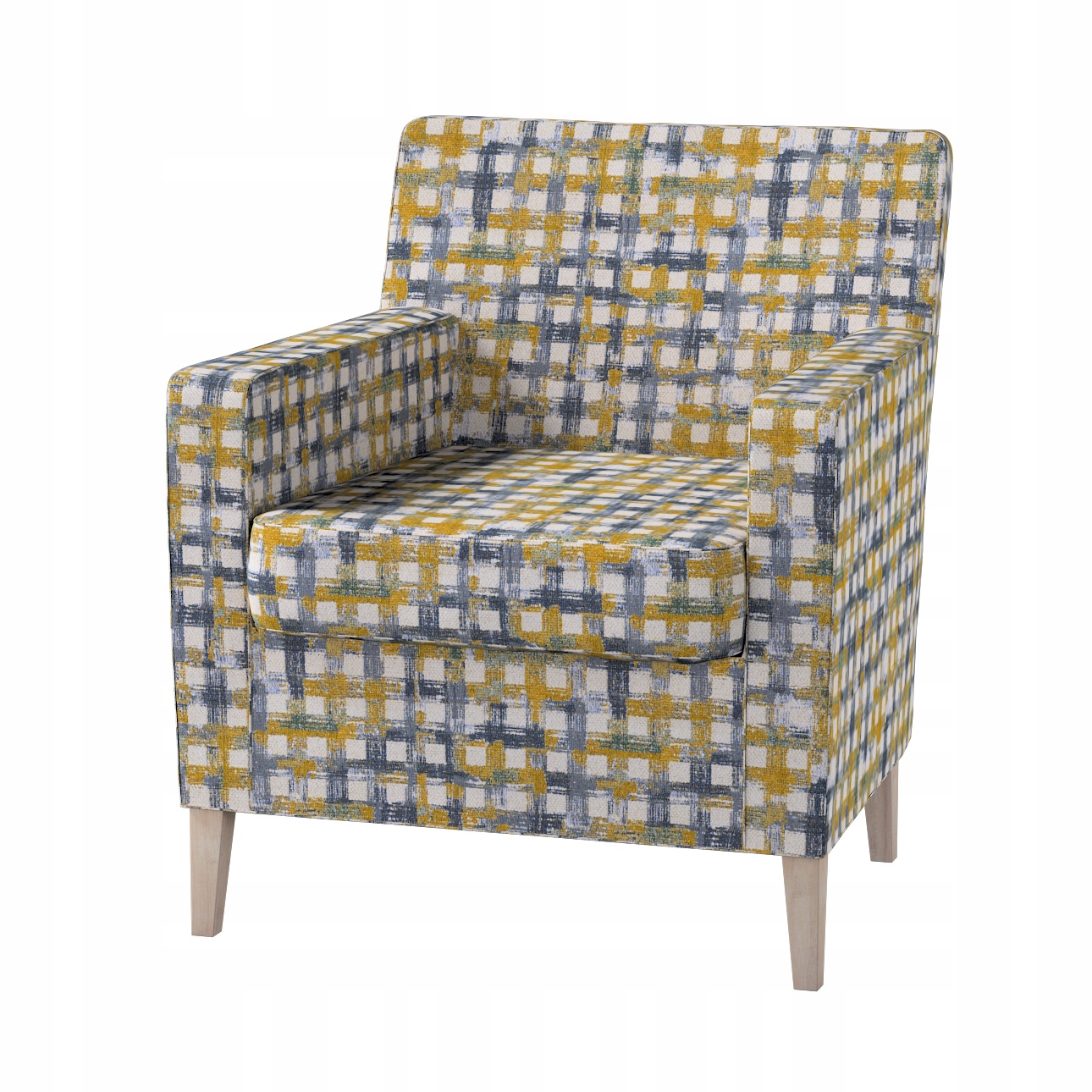 Potah na křeslo Karlstad Ikea modro-žlutá mřížka