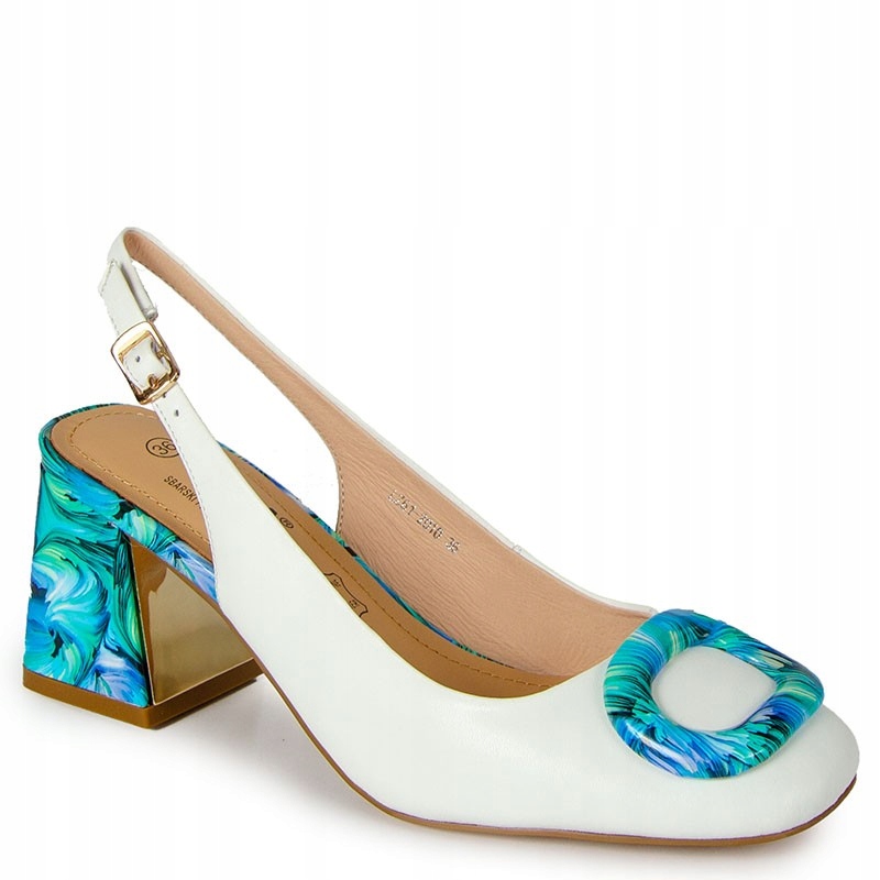 S.barski LZ61-2010 Bílé Kožené Sandály S Ozdobou 38