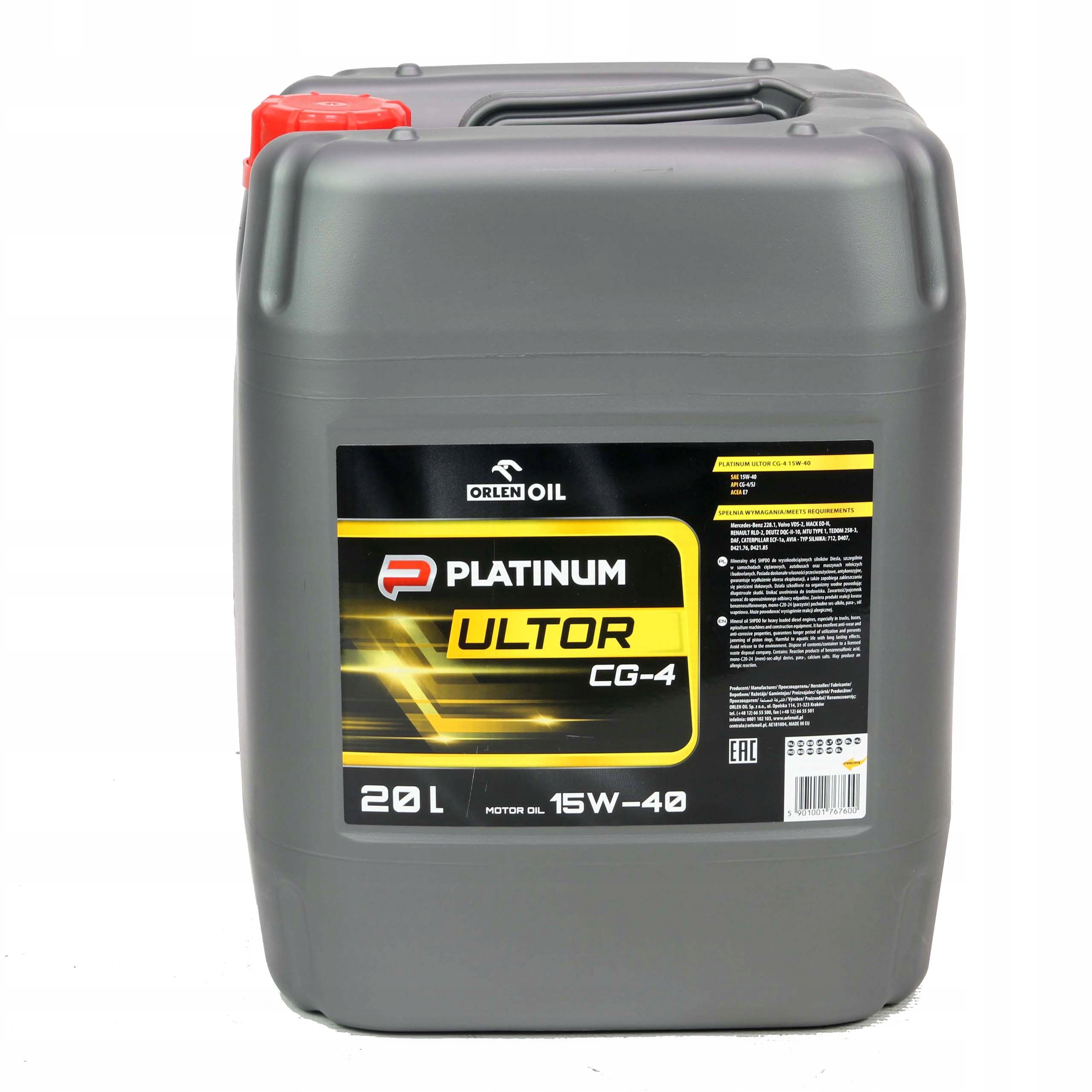 Моторное масло Orlen PLATINUM ULTOR CG4 15W40 20L