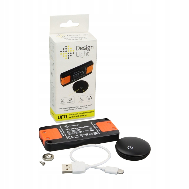 Ufo bezprzewodowy zestaw z wyłącznikiem i ściemniaczem czarny