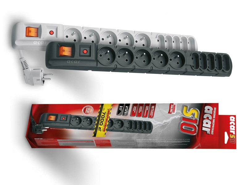 Acar S10 1.5 m Prodlužovací kabel proti přepětí, černý (x1ks)