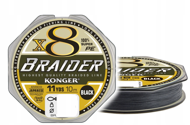 Plecionka Konger Braider X8 Black 0,16mm 10m 41,4k