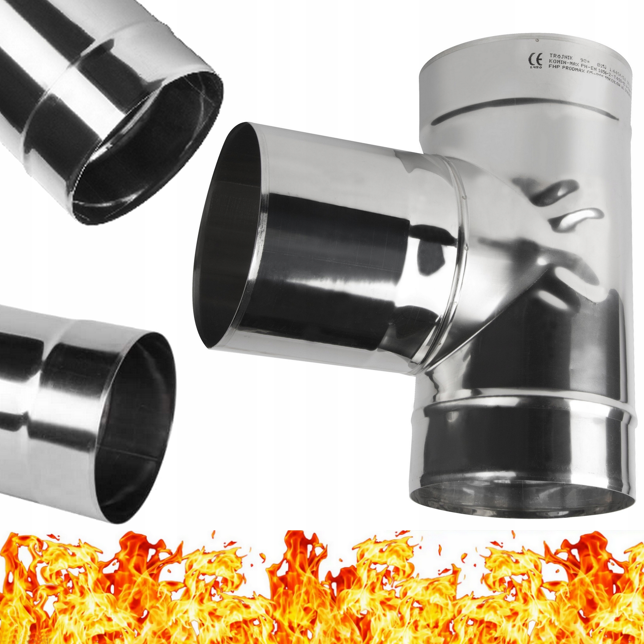 Trójnik 90 St fi 130 kwasoodporna 1m nierdzewna kominowa Kwas dymowa do dym
