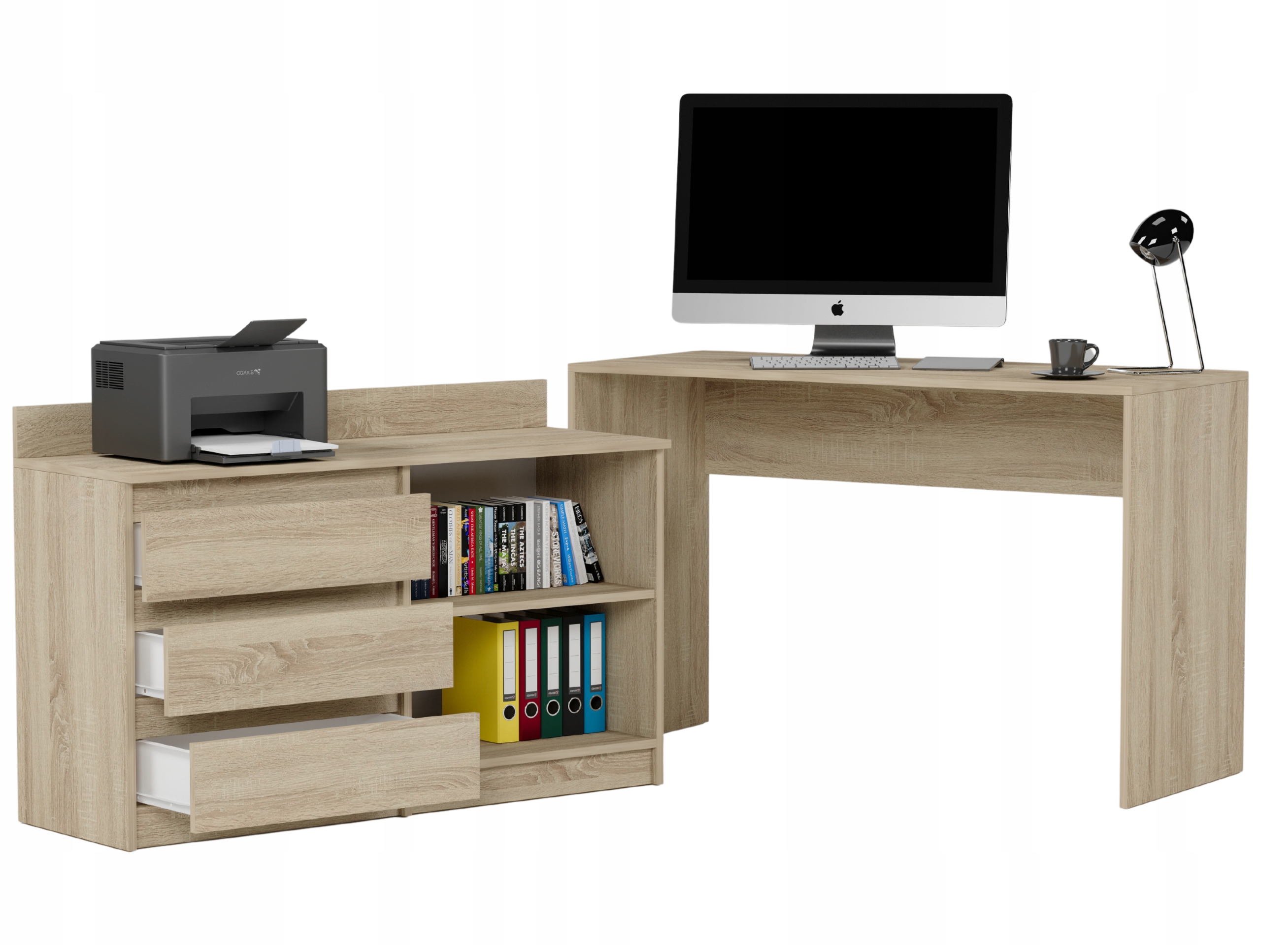 Biurko narożne i komoda zestaw 120x50 sonoma N-15