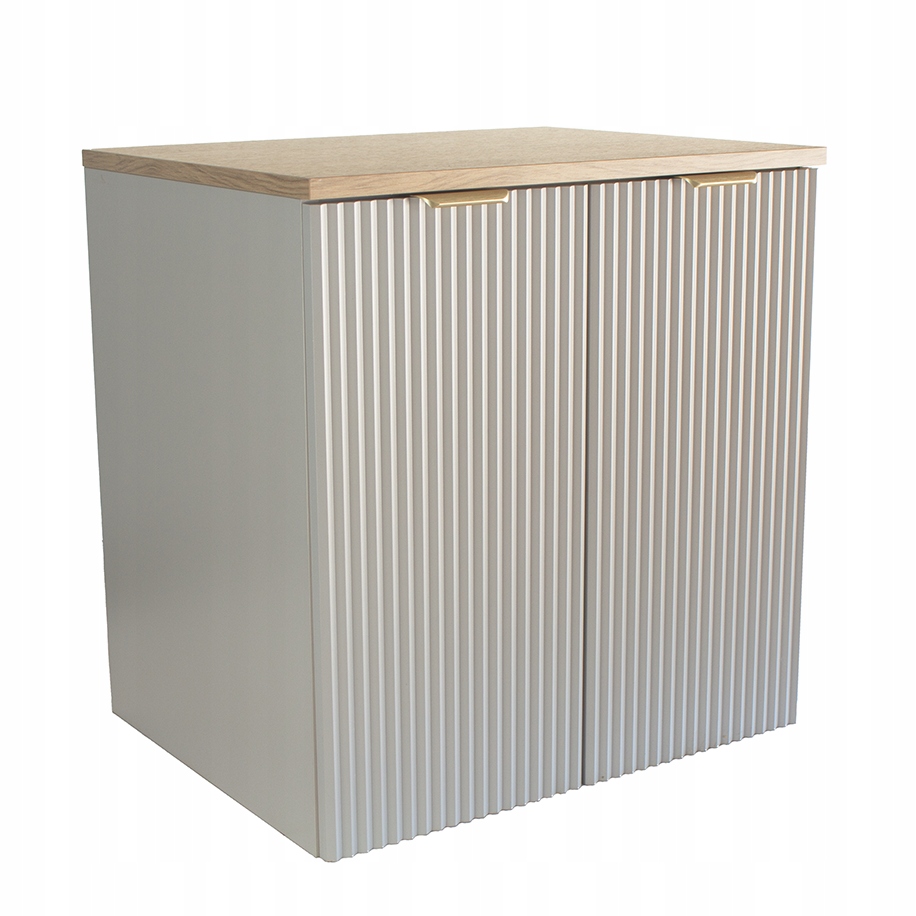 Koupelnová skříňka s rýhovanými dveřmi 60 cm Kašmír/Ořech, deska Willy