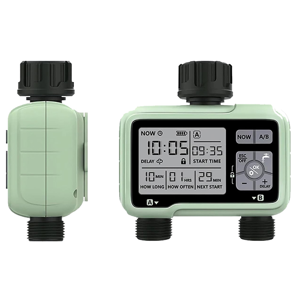 Regulátor Zavlažování Automatický Časovač Vody 2-SEKČNÍ LCD IPX5 Sada