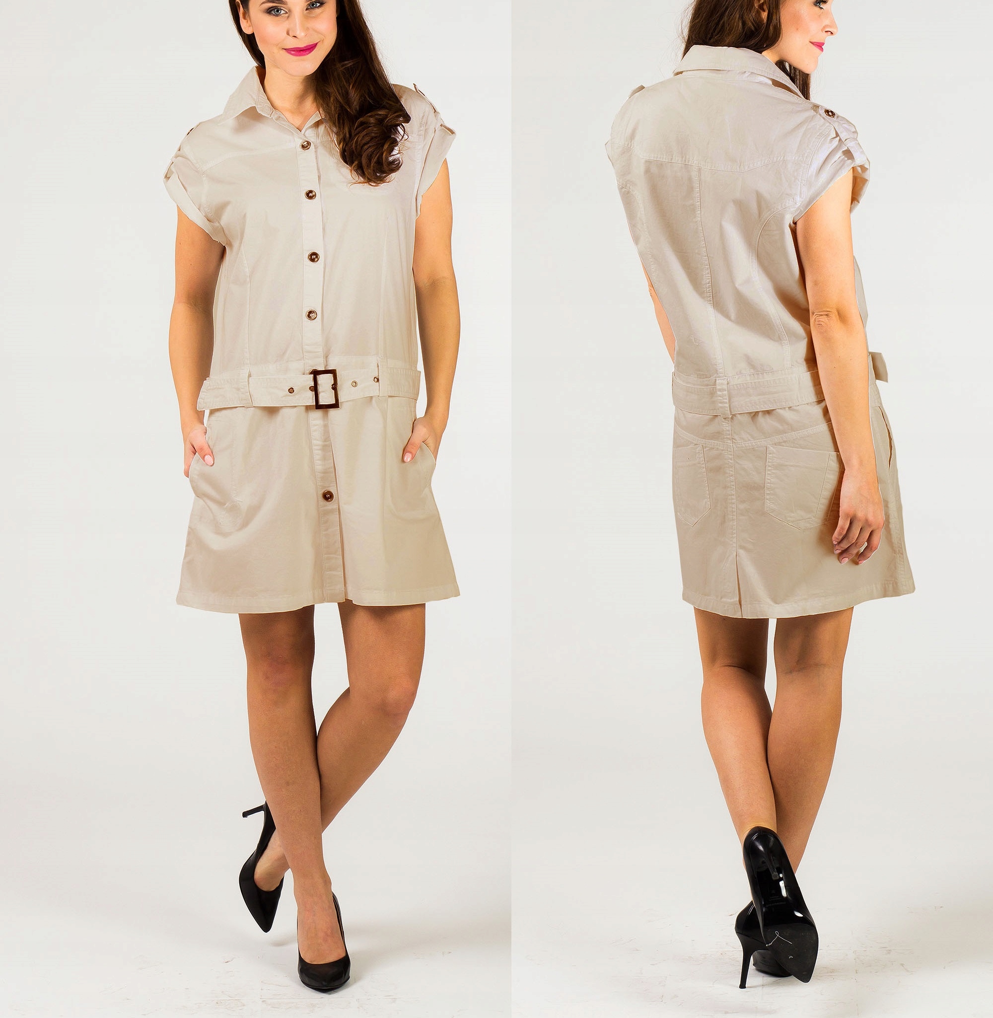 

Szmizjerka sukienka lato 44 46 Bawełna Beżowa