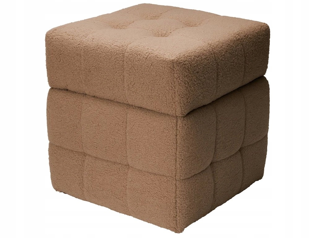 Taburet s úložným priestorom Square, poťah „baránok“, 38 x 38 x 37 cm