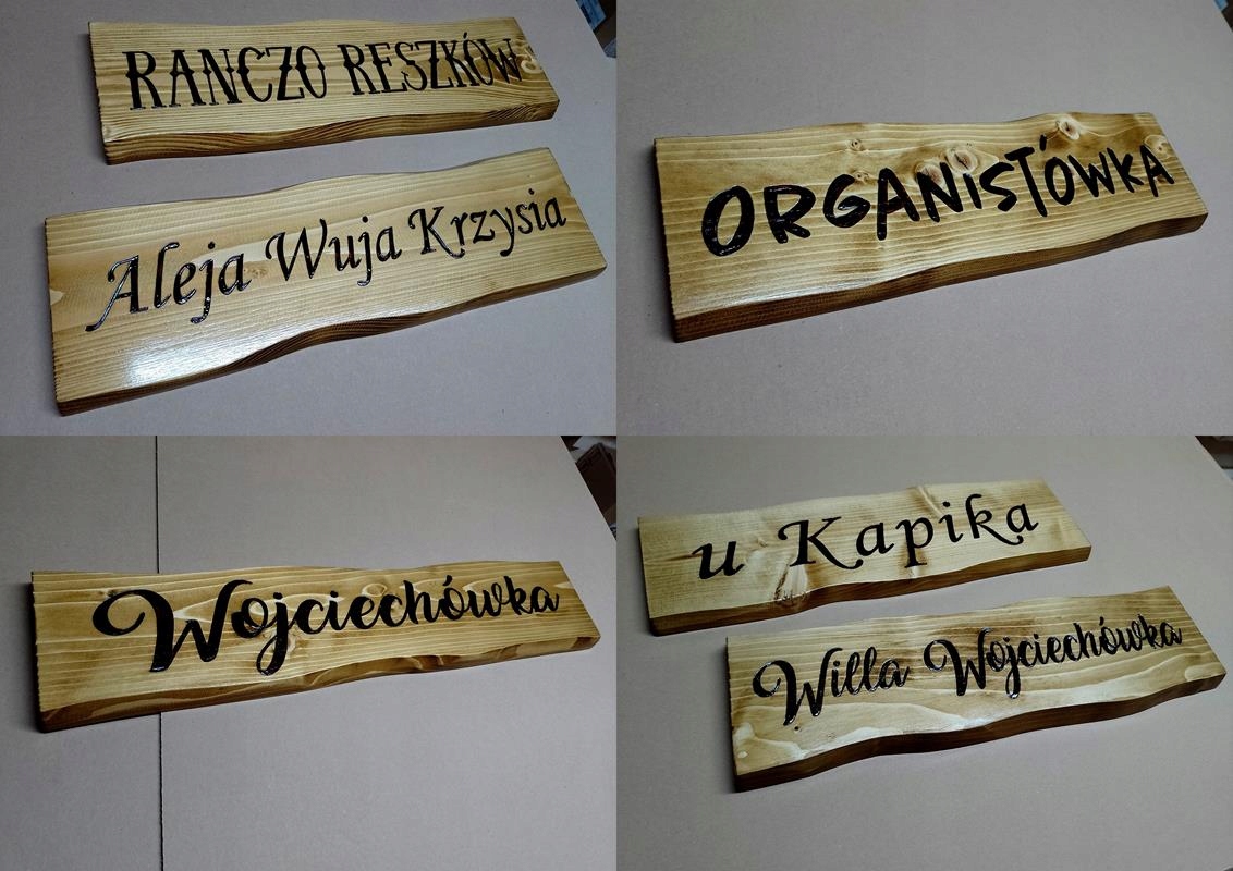 Wypalanie na Drewnie napisów szyld drewniany graw Grubość 25 mm