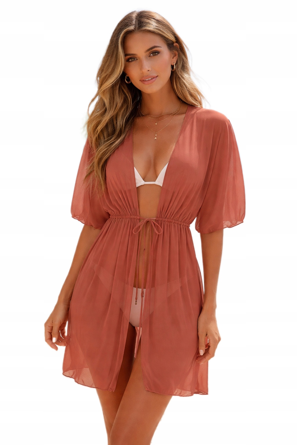 Self Pareo Přehoz DP10K Kimono Robe Hnědé XL/42