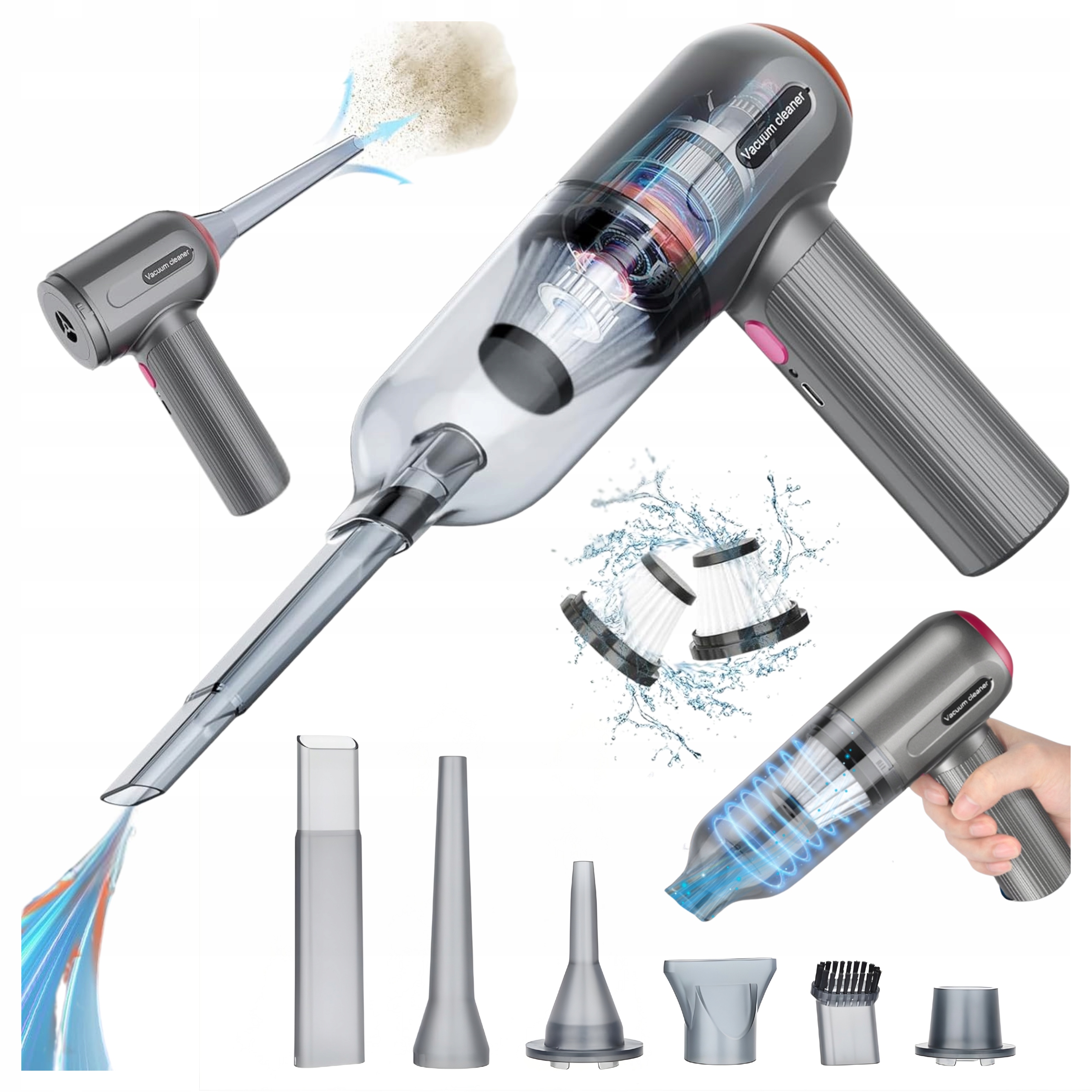 Odkurzacz ręczny samochodowy Urządzenie wielofunkcyjne dmuchawa pompka Usb