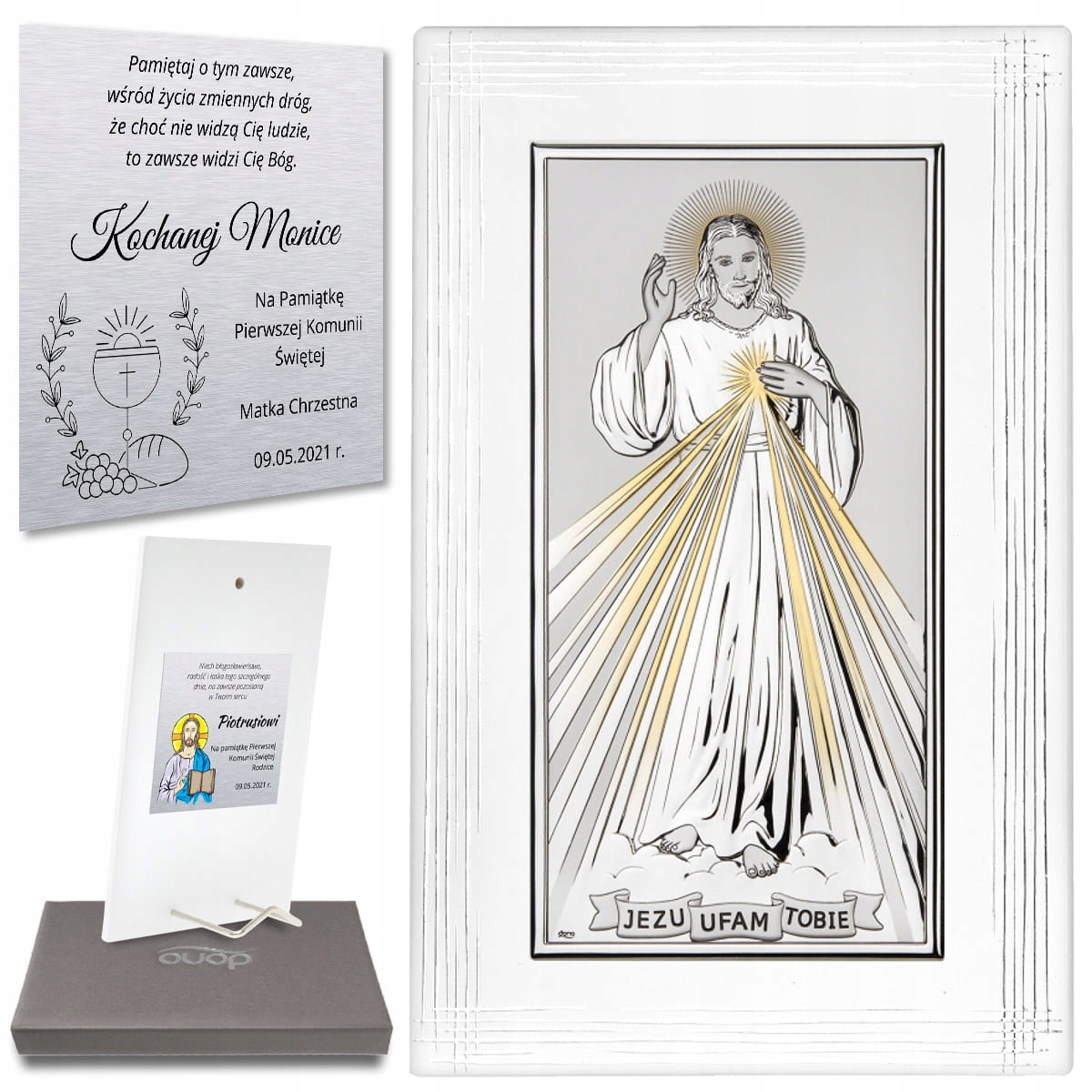 Vzpomínka na první svaté přijímání obrázek stříbrný Ježíši Věřím Ti Gravírování