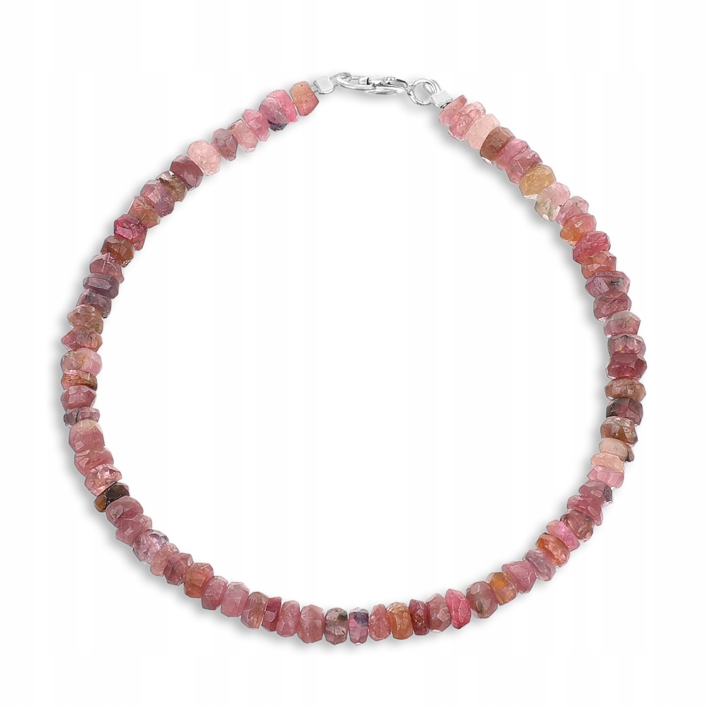 Přírodní náramek Rubelit růžový Turmalín 4mm zapínání stříbro 925