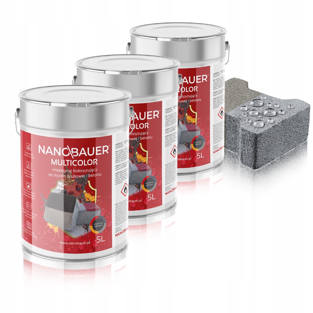 Impregnat Barwiący Szary 7040 do kostki brukowej Bruku betonu 15L na 75m²