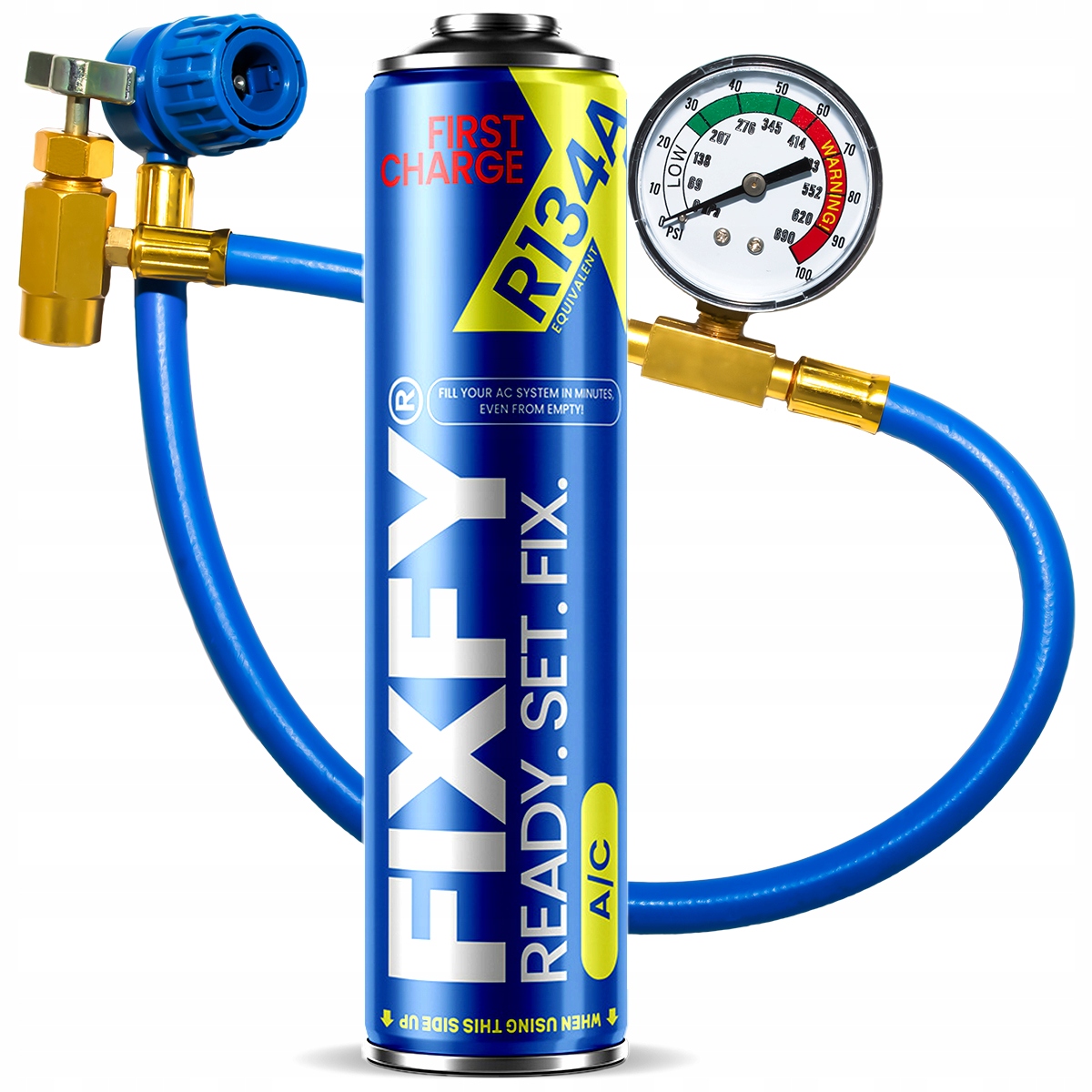 Sada pro klimatizaci Fixfy First Charge 500 ml Velká Plechovka hadice R134a