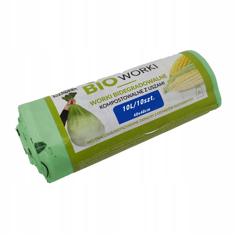 Levně 13x BIOdegradovatelné sáčky na odpadky s ušima 10L 10 Ks Zelené