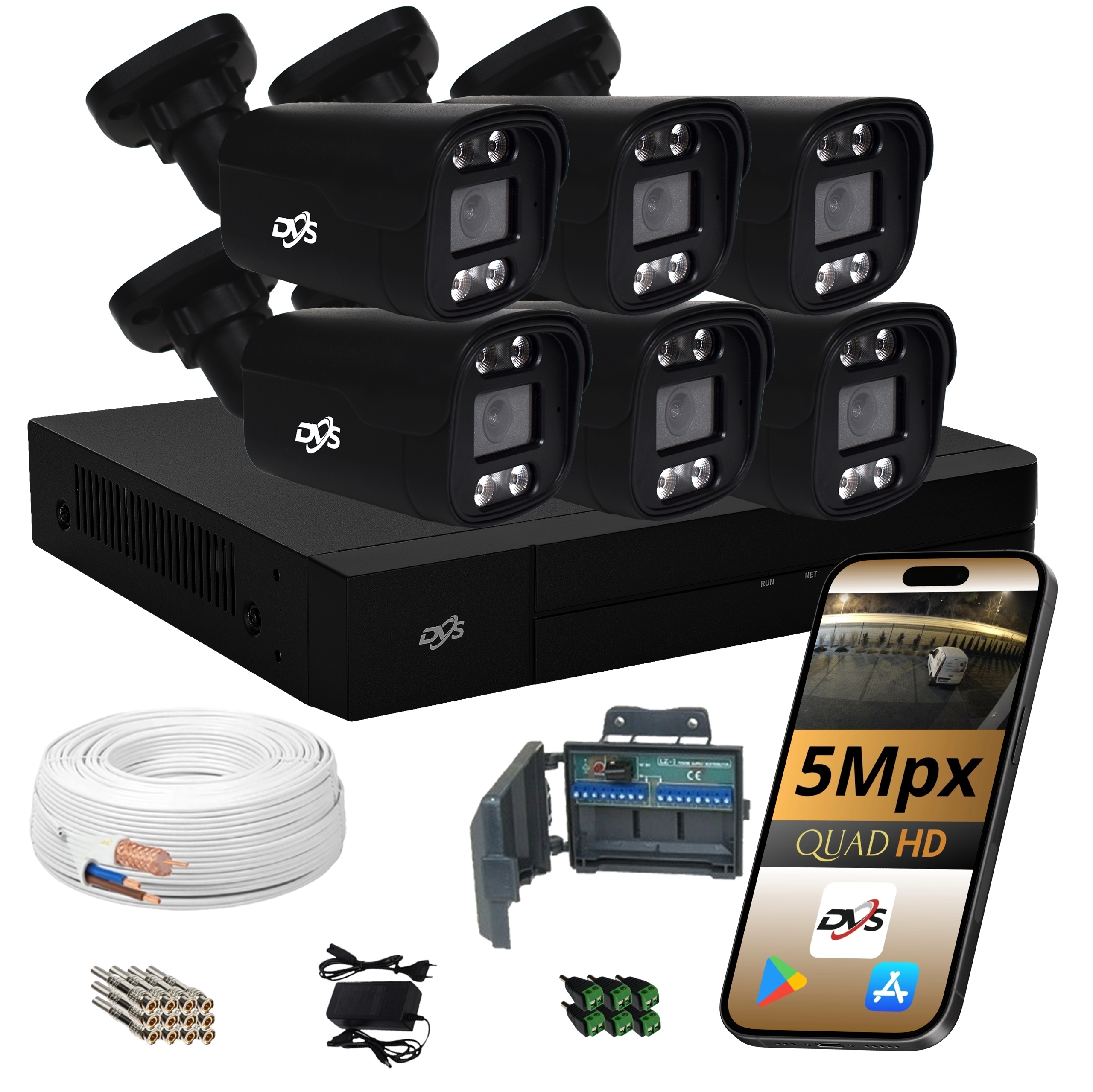 Sada 6 Kamer Pro Monitorování Domácnosti Venkovní Analogová Kamera 5Mpx Analog Dvs