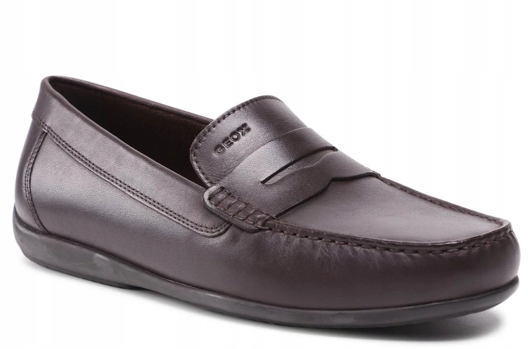 Geox Pánské Hladké Kožené Mokasíny Hnědé 40 Jii