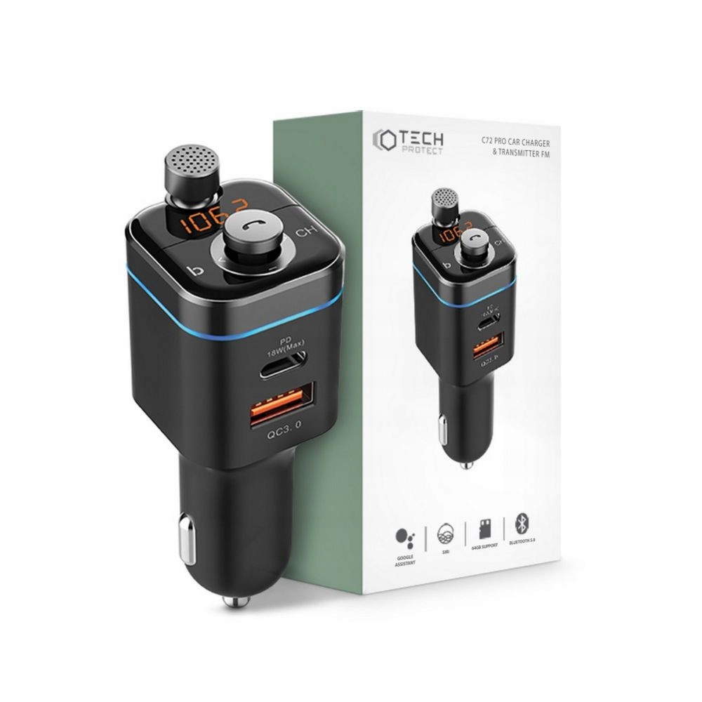 

Tech-protect Pro 2-PORT Car Charger +transmiter Fm