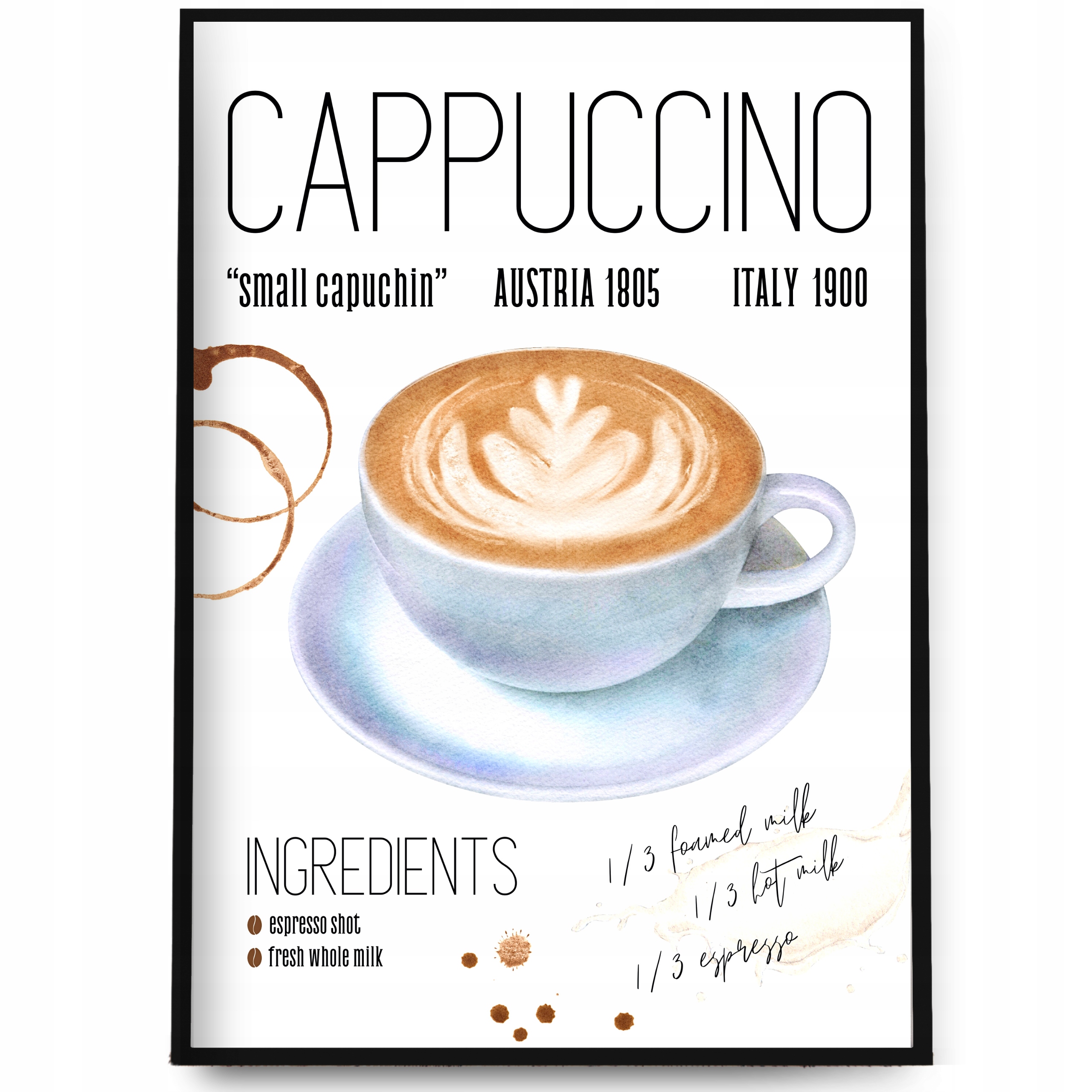 PLAKAT NOWOCZESNY DEKORACJE LOFT OBRAZ DO KUCHNI SALONU CAPPUCCINO 30X40