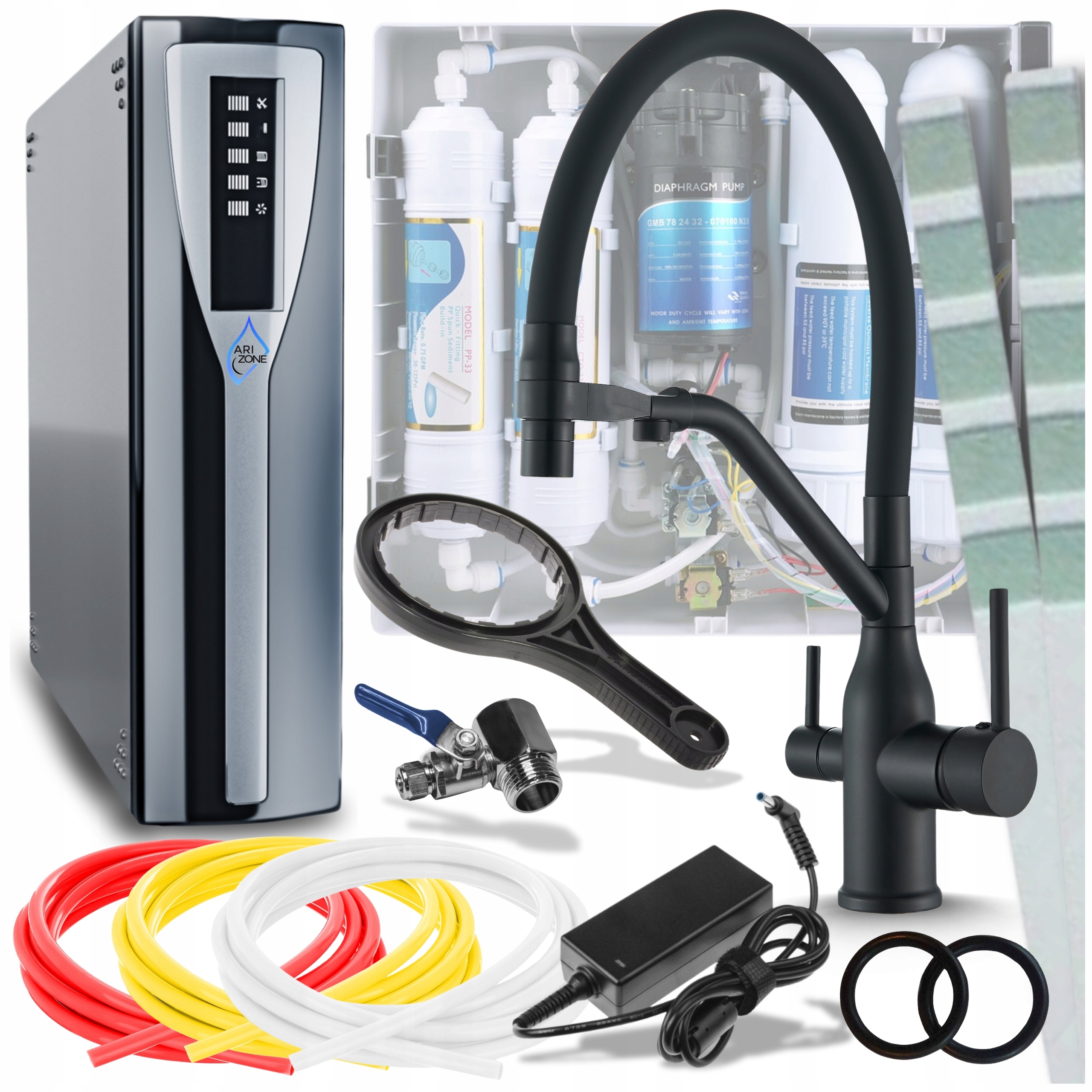 Filtr vody Poddřezový systém Nanofiltr na pitnou vodu Baterie Černá