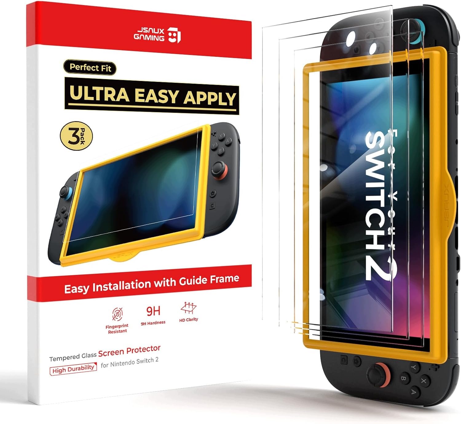 Jsaux Chrániče Obrazovky Switch 2 3-PAK Sklo 9H Bez Bublin