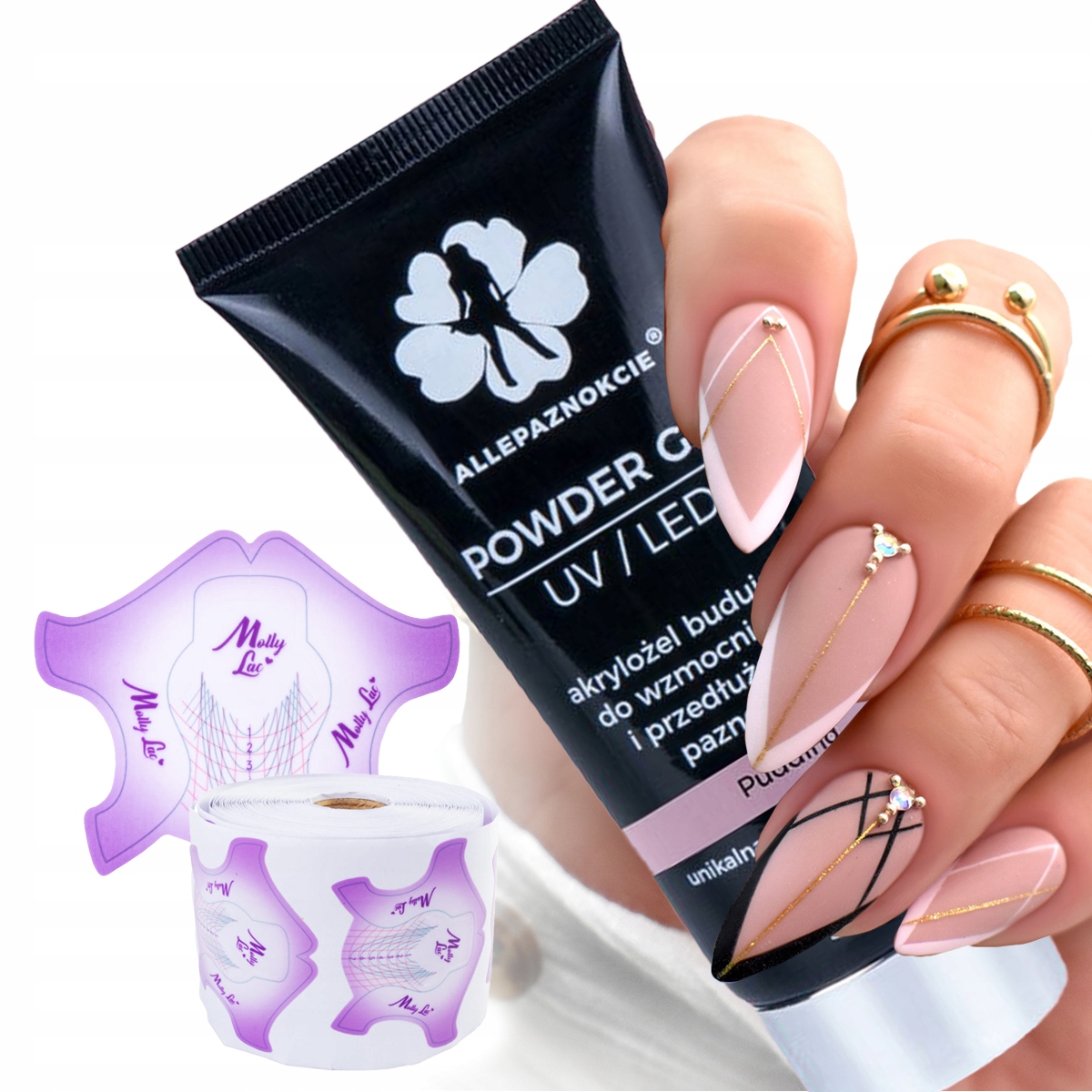 Mocny budujący Akrylożel Powder Gel 30ml Szablony