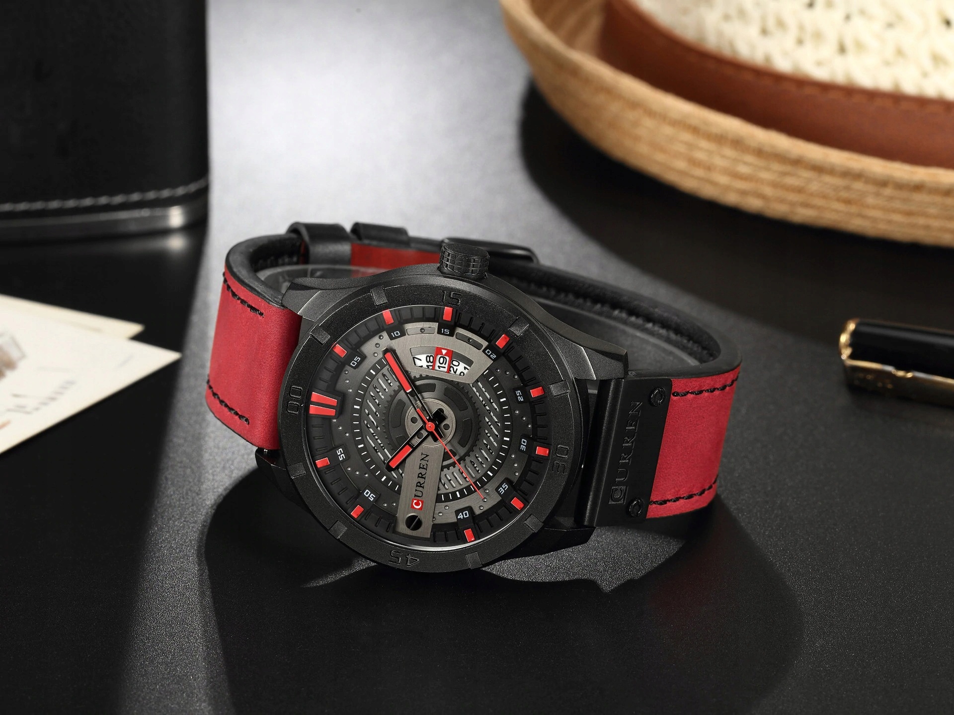 ZEGAREK MĘSKI CURREN KLASYCZNY ELEGANCKI DATOWNIK 5 KOLORÓW NA PASKU Rodzaj analogowe