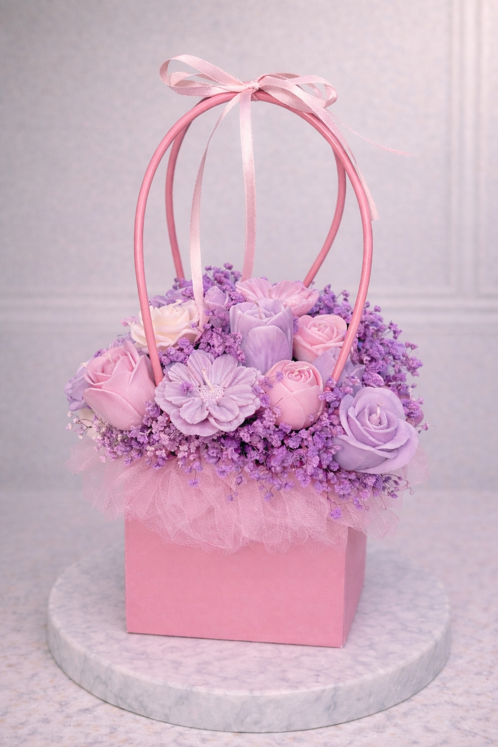 Dárek K Valentýnu Pro Ni Flower Box Ze Sójových Svíček Kytice Ze Svíček