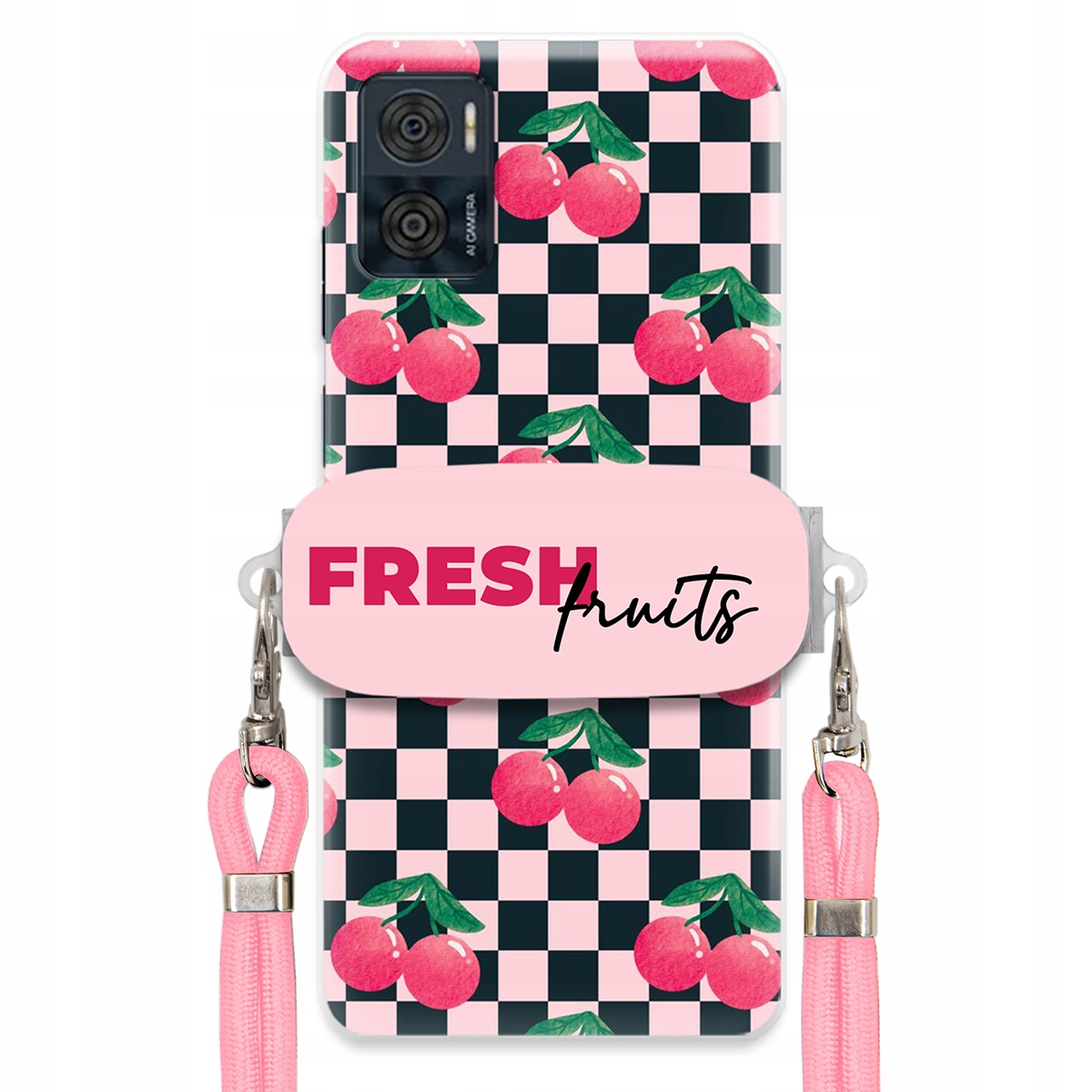 Puzdro pre Motorola E22i Ružové vodítko Funkčný držiak Fresh Fruits Módne