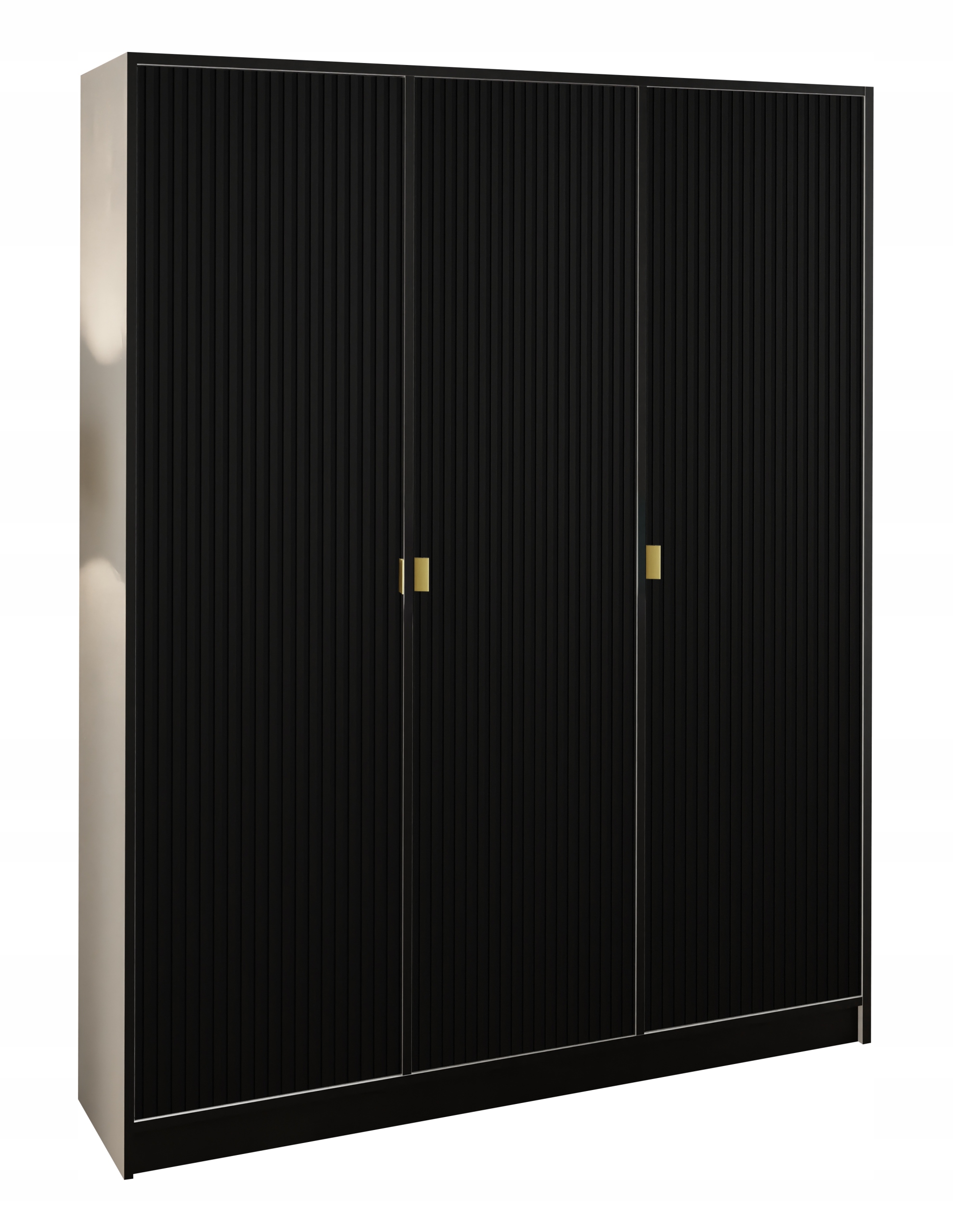 Skříň Lumi 157 3D Bílá černý rýhovaný úchyt, zlatá