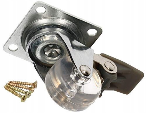 KÓŁKO OBROTOWE TRANSPORTOWE MEBLOWE Z HAMULCEM PRZEŹROCZYSTE ROLKA 35MM