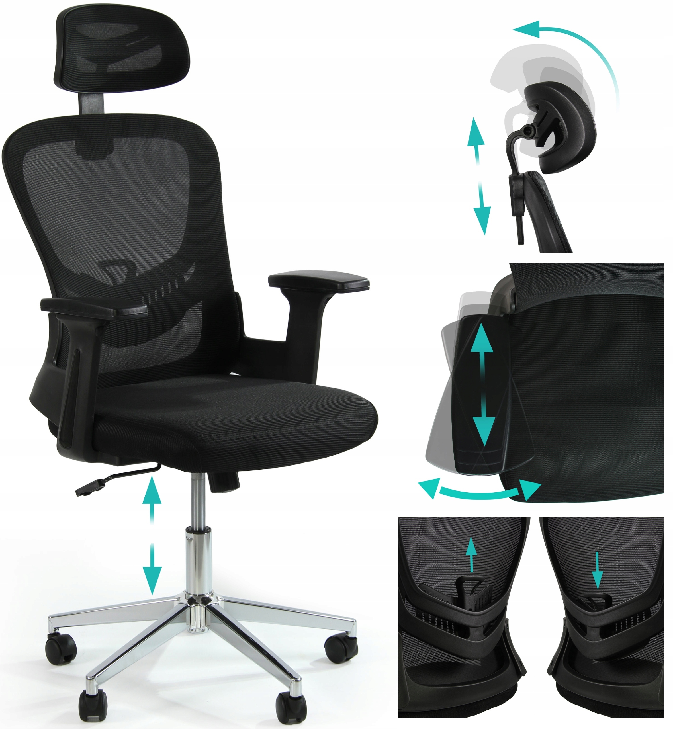 Sesto Senso Ergonomická kancelárska stolička s pohyblivou bedrovou opierkou, čierna