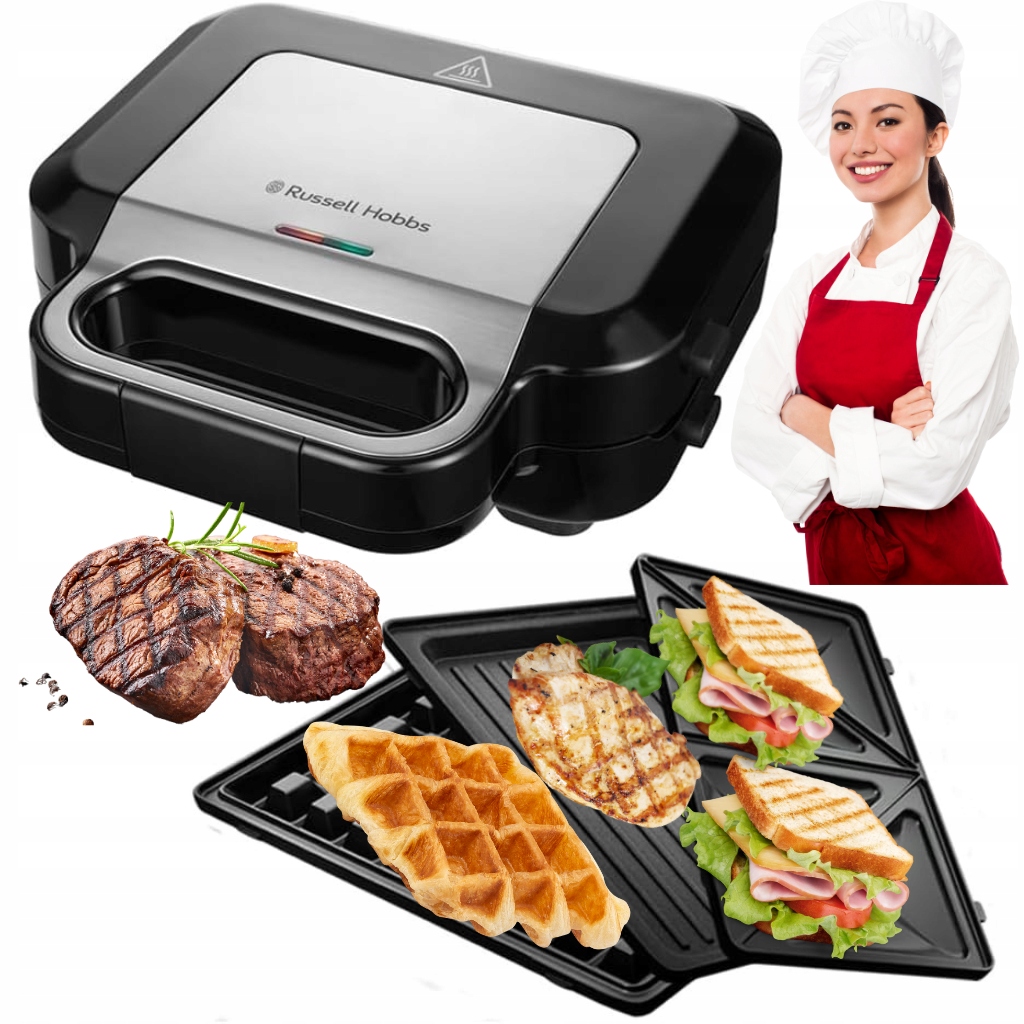 Russel Hobbs opiekacz do kanapek gofrownica grill panini 3w1 wymienne płyty