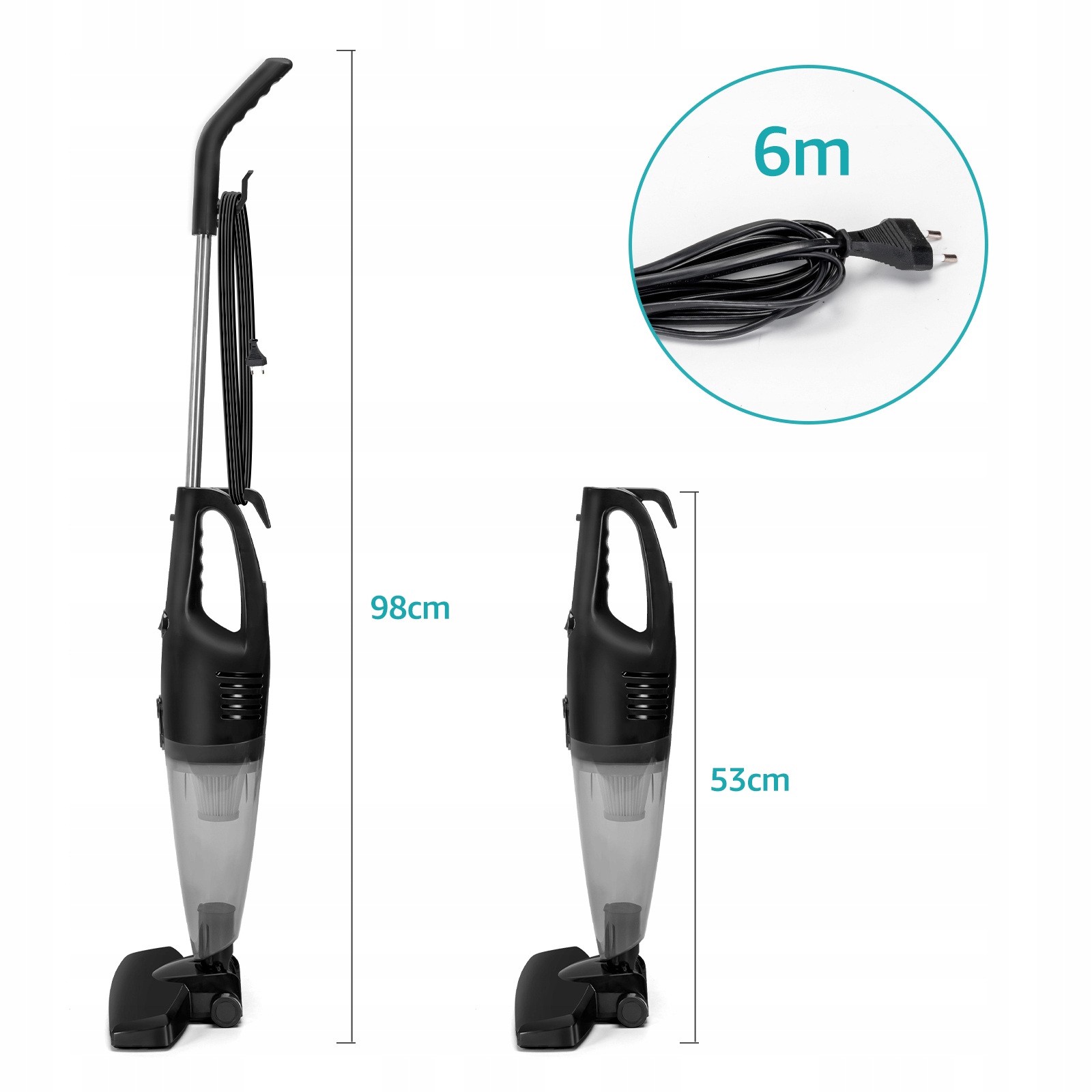 Odkurzacz pionowy przewodowy Aigostar B30103B6U czarny cyklonowy lekki