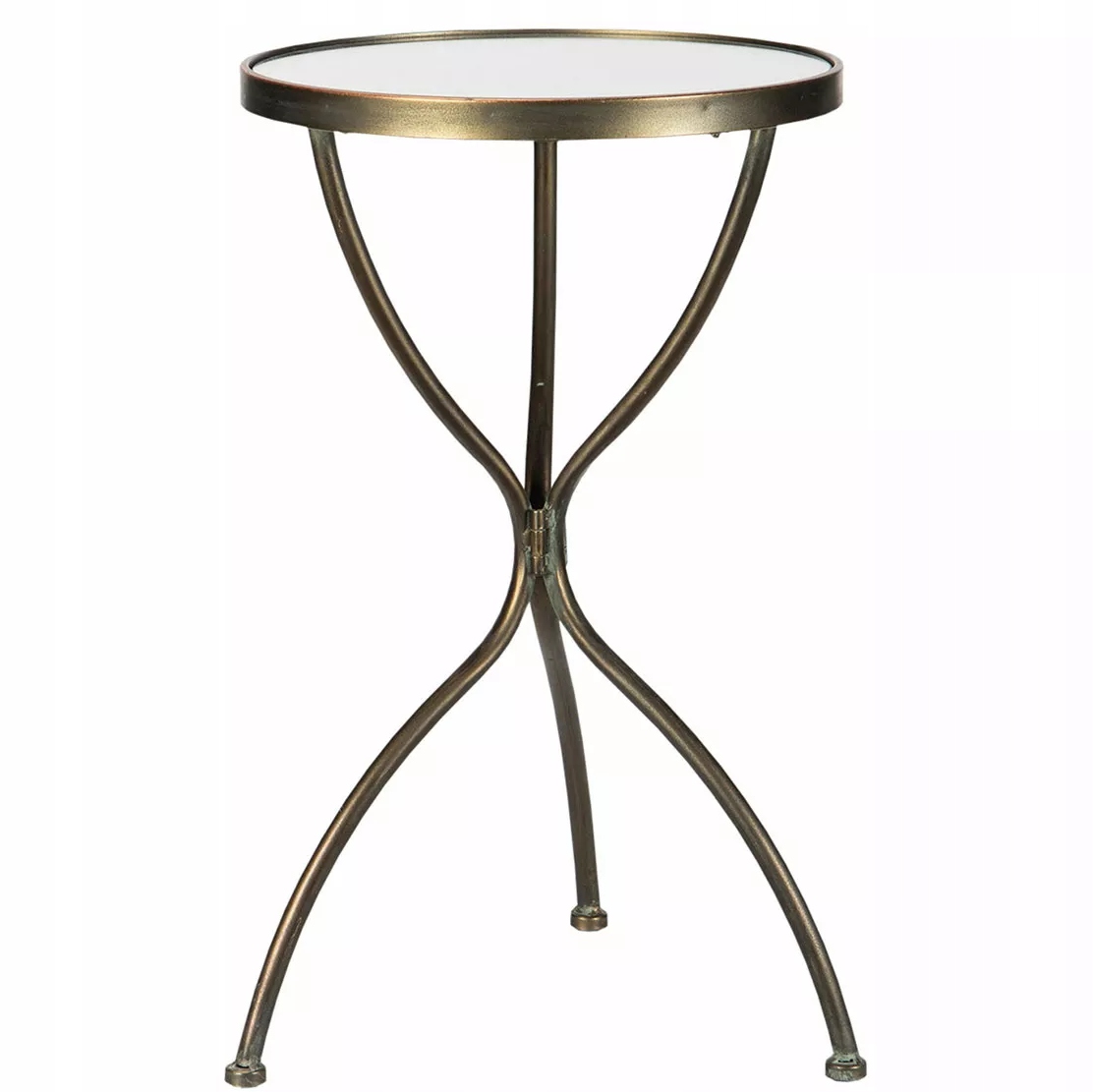 Konferenčný Stolík Bočná Vysoká Zlatá 50 cm loft zrkadlová kovová doska